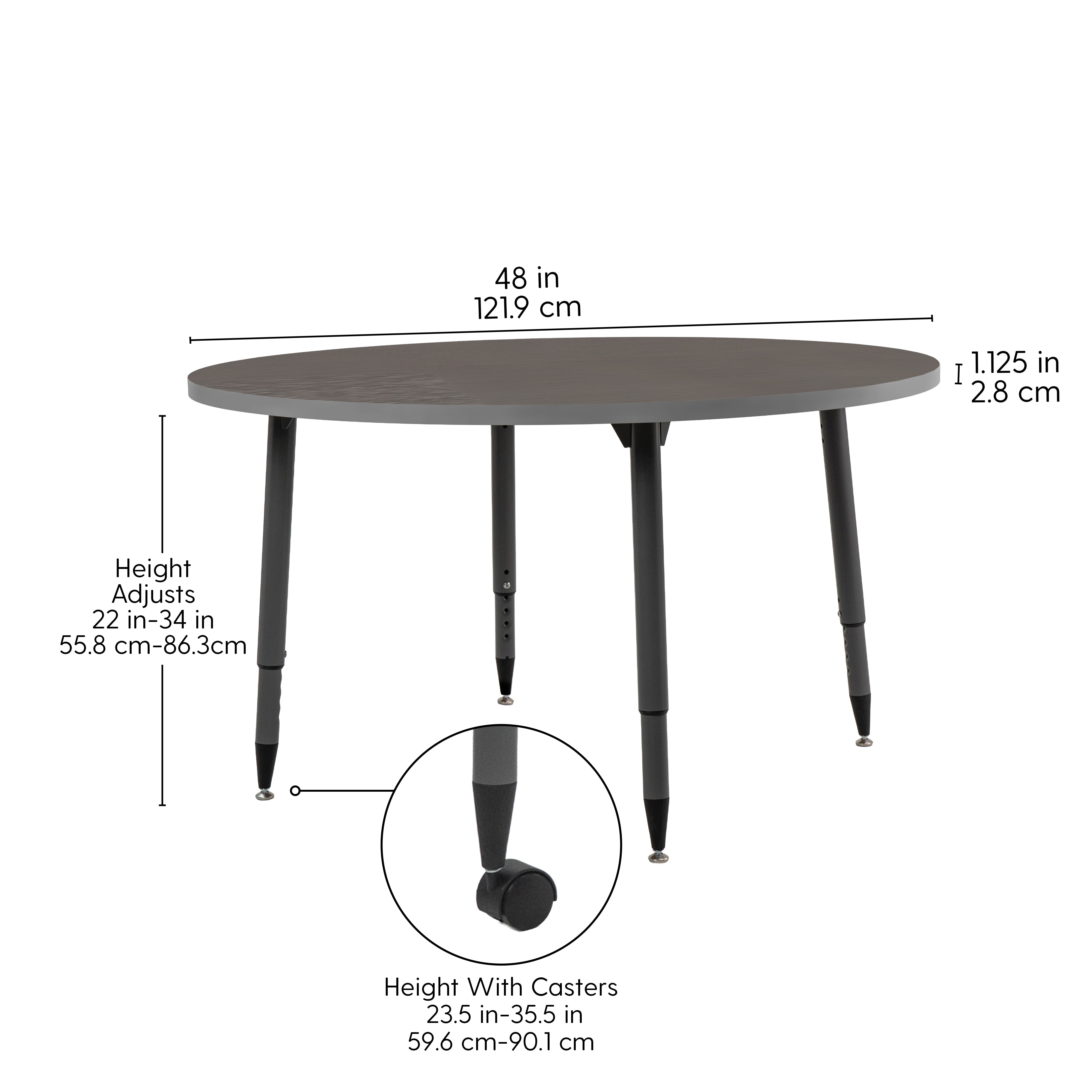 Adapte 48" Round Thermofused Activity Table with Adjustable Tapered Legs - Cosmic Strandz/North Sea