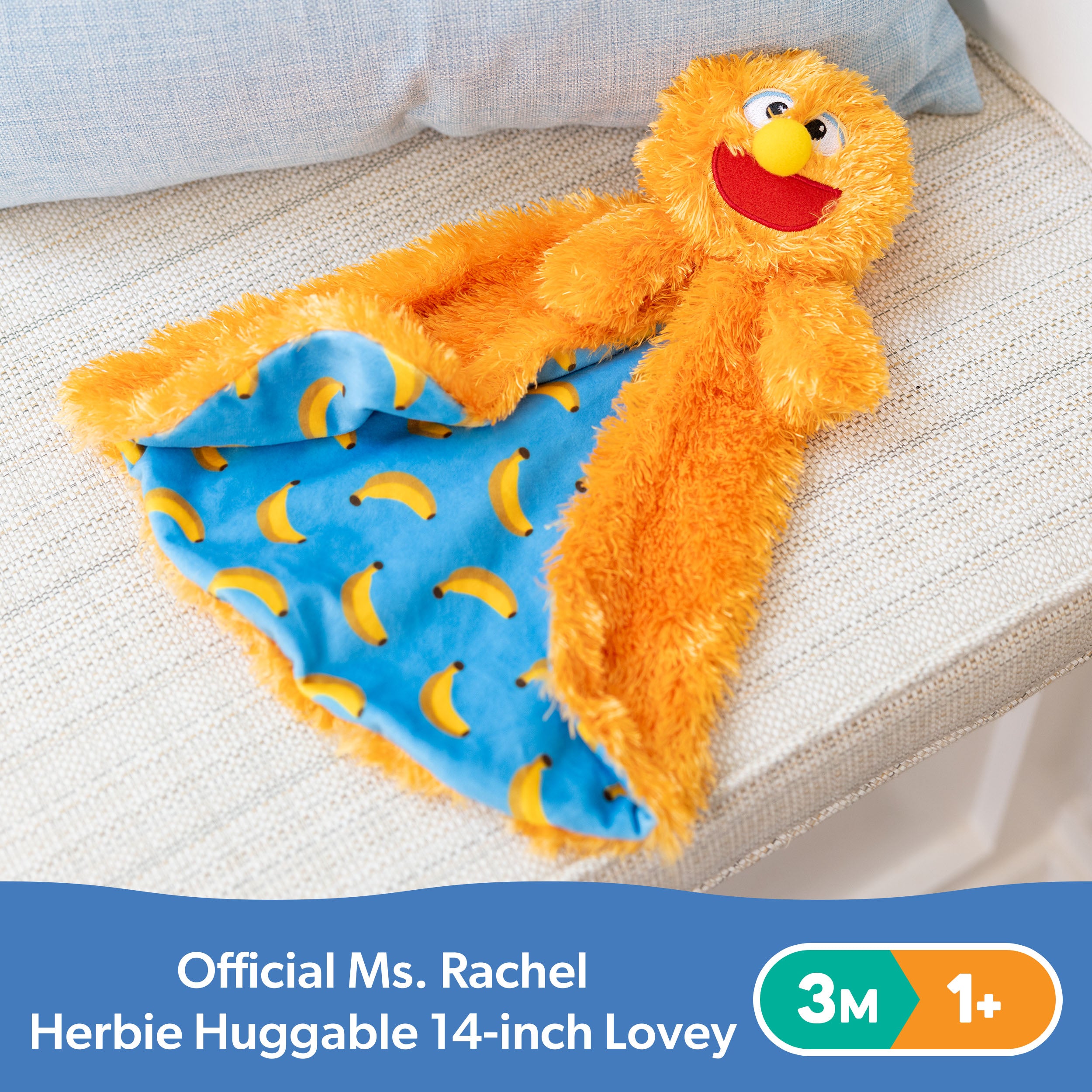 Ms. Rachel Official Herbie Huggable Lovey, Double Sided, Machine Washable Security Blankets for Babies Ages 3 Months to 1+