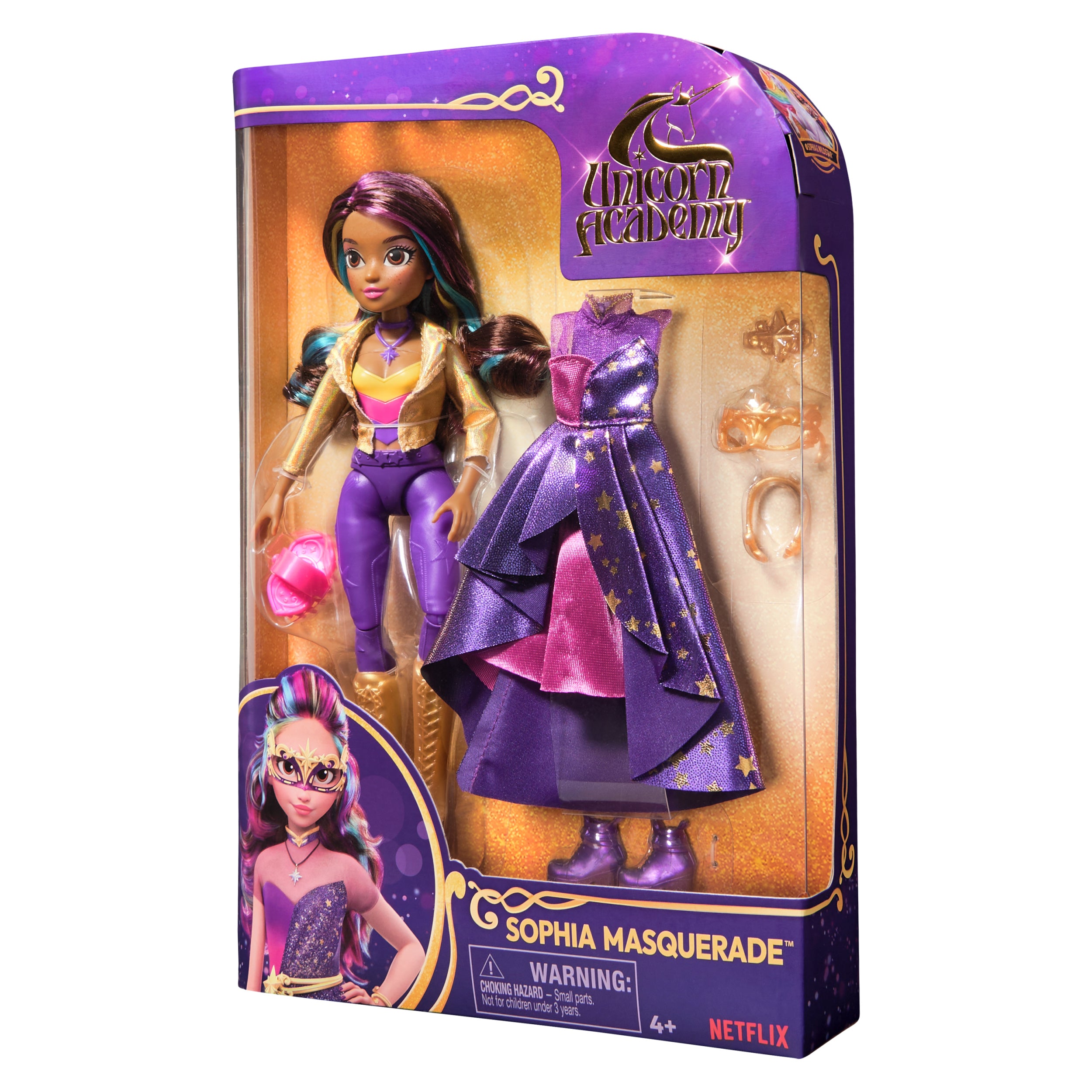 Unicorn Academy, Sophia Masquerade Ball Doll with 9 Accessories, 9.5”, Dolls & Unicorn Toys for Girls