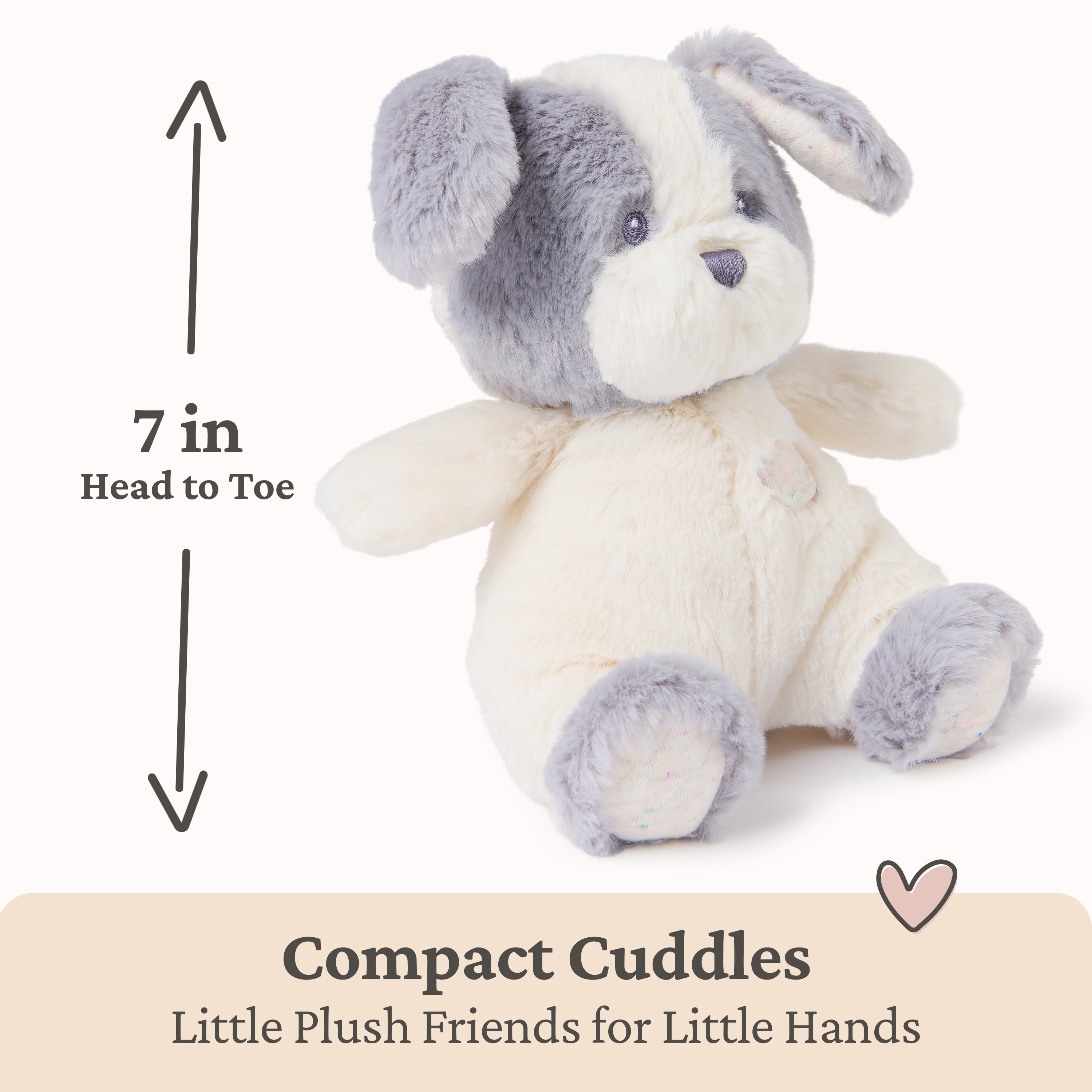 Baby GUND Oh So Snuggly Littles Puppy Dog, Small Stuffed Animals, Dog Stuffed Animal, Plush Toys for Infants and Toddlers, White/Gray, 7”