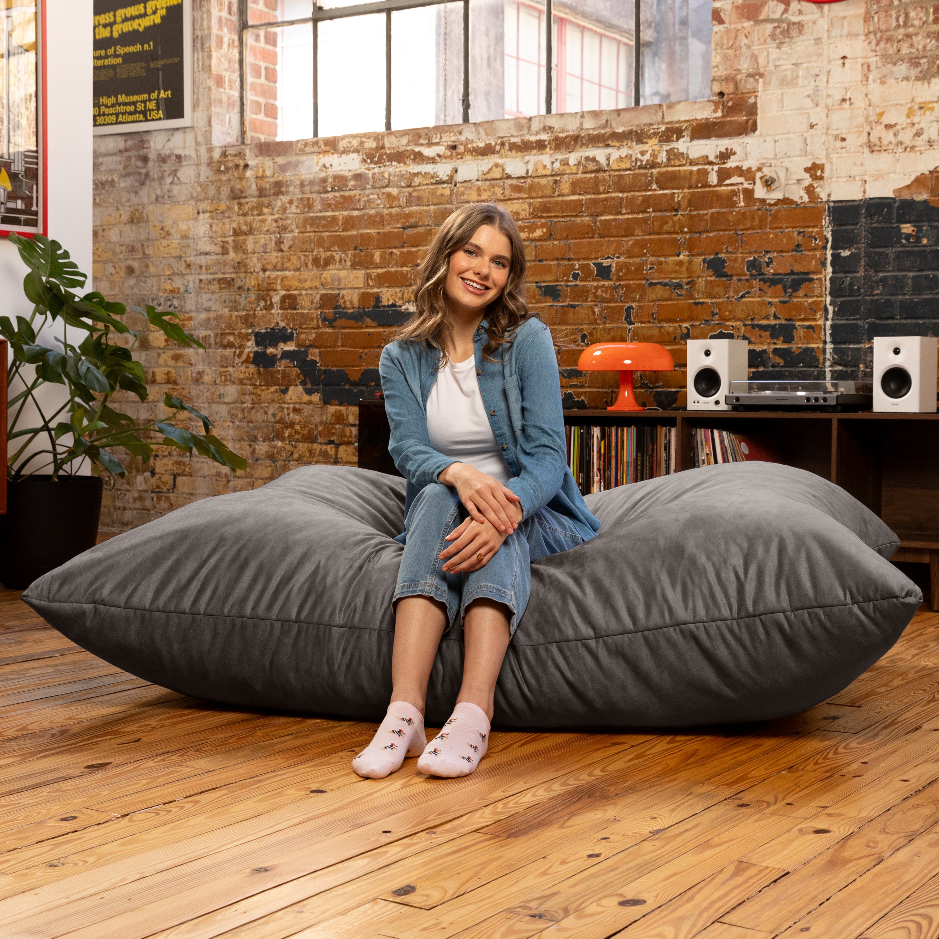 Jaxx Pillow Saxx 5.5-Foot - Huge Bean Bag Floor Pillow and Lounger, Charcoal