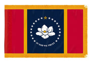 Mississippi State Flag 3x5 ft. Nylon with Pole Sleeve and Gold Fringe for Parades, and Indoor Display
