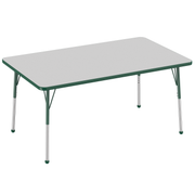 36" x 60" Rectangle T-Molding Activity Table with Adjustable Standard Ball Glide Legs - Gray/Green