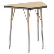 18" x 30" Trapezoid T-Molding Activity Table with Adjustable Standard Swivel Glide Legs - Maple/Black/Sand