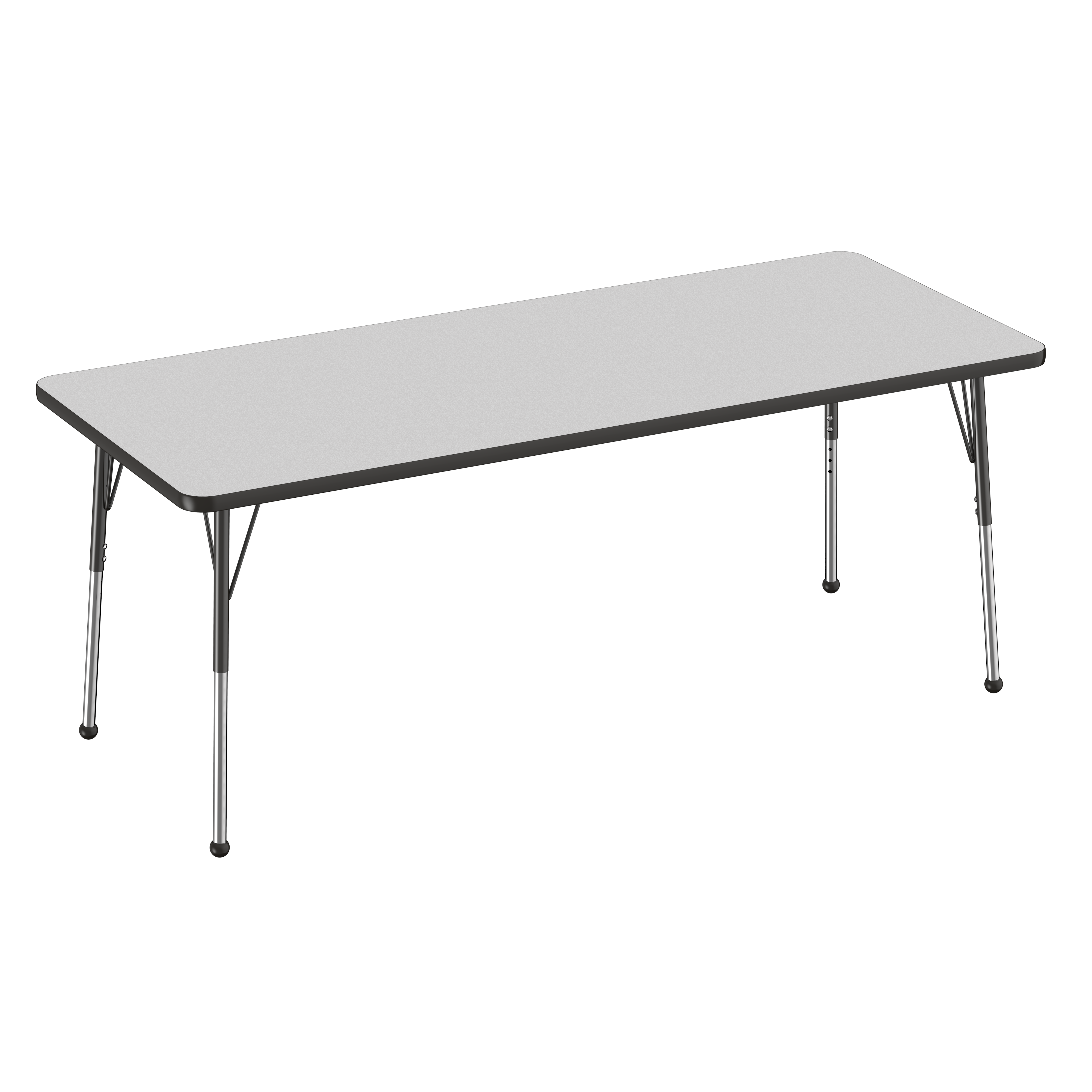 30" x 72" Rectangle T-Molding Activity Table with Adjustable Standard Ball Glide Legs - Gray/Black