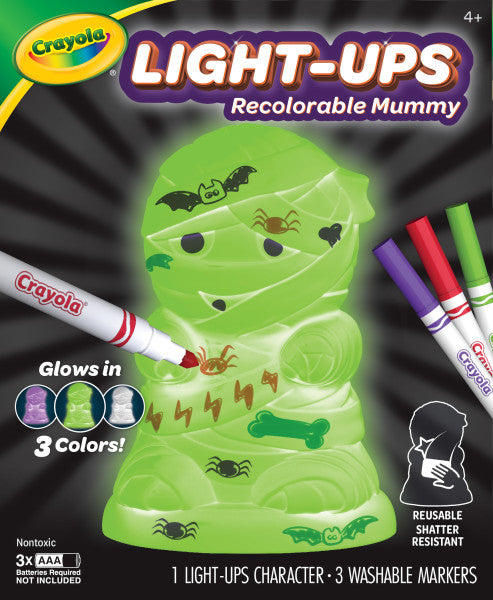 Crayola Light-Ups - Mummy, Light Up Toy Mummy, Reusable Coloring Halloween Toy, Cute Halloween Mummy Decor, Glow In The Dark