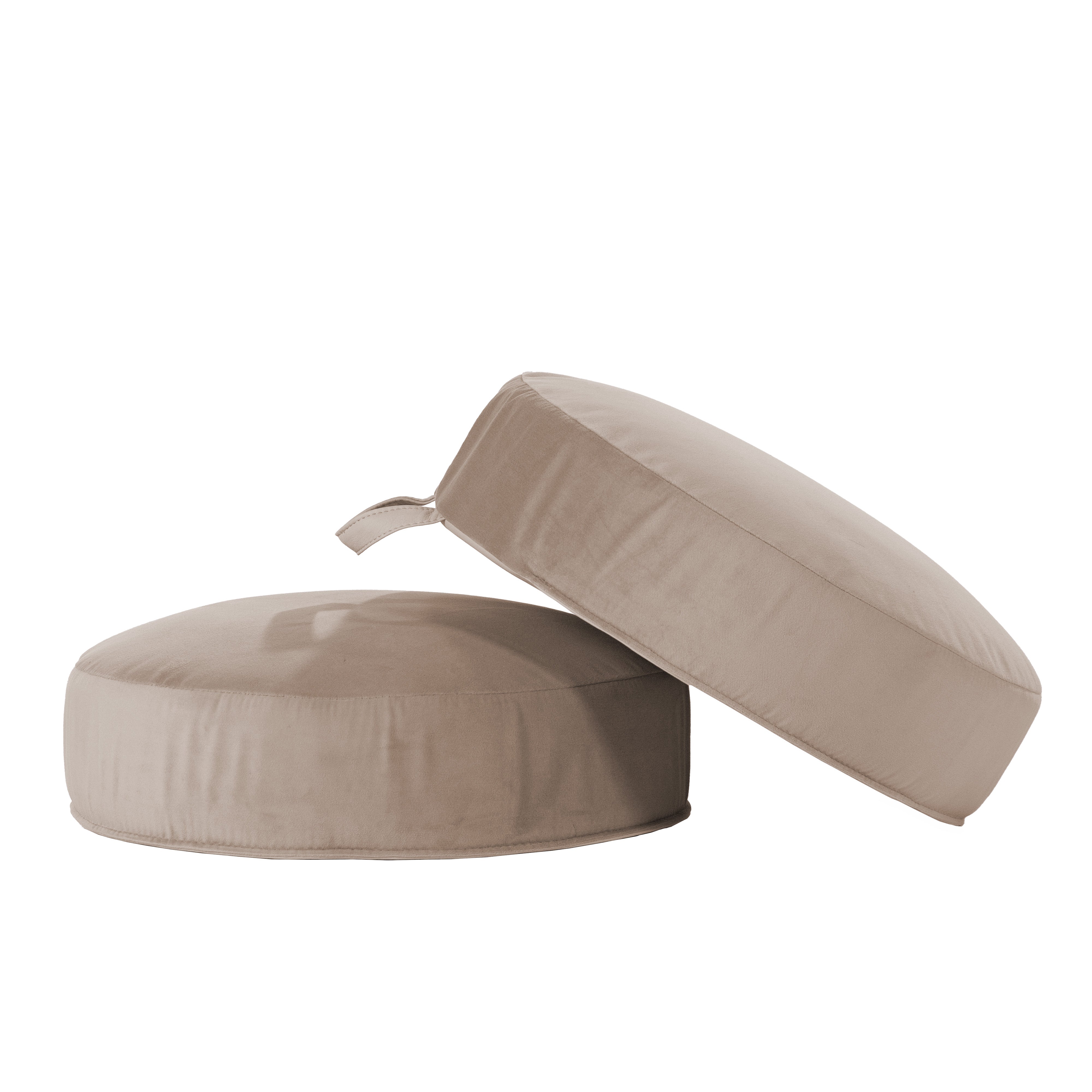 Overstuffed Microfiber Floor Cushions, 2-Piece - Caffe