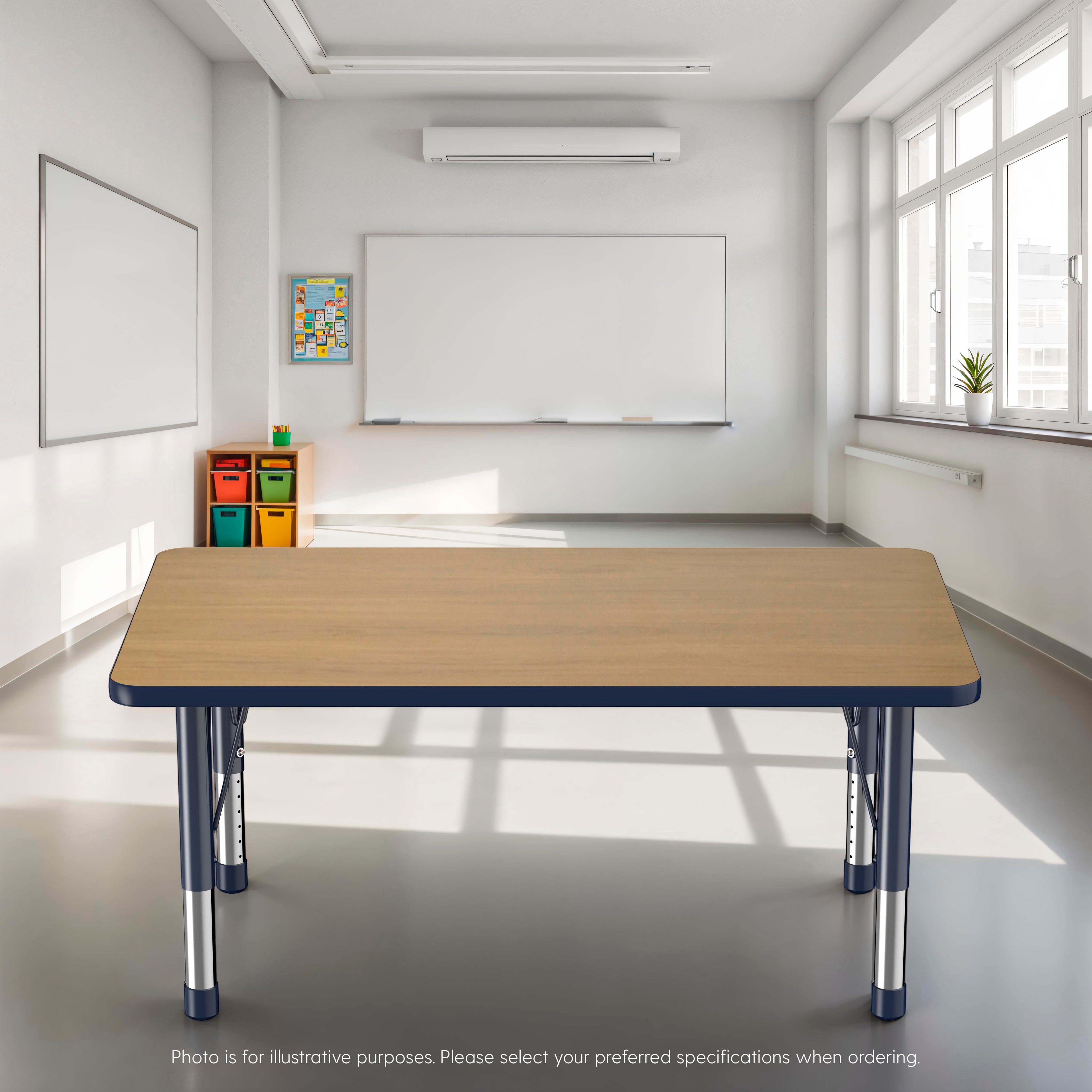 30" x 48" Rectangle T-Molding Activity Table with Adjustable Chunky Legs - Pasadena Oak/Navy