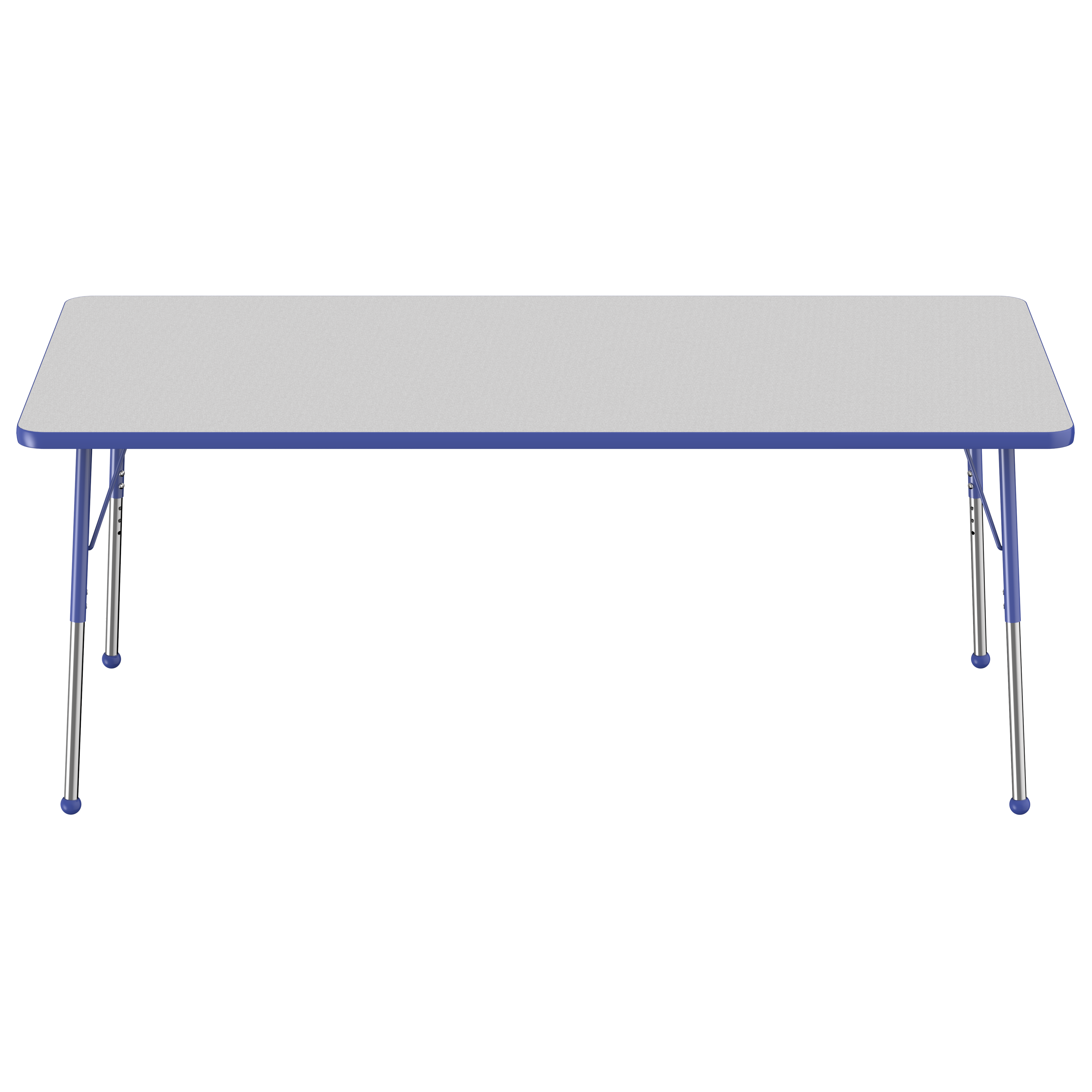 36" x 72" Rectangle T-Molding Activity Table with Adjustable Standard Ball Glide Legs - Gray/Blue