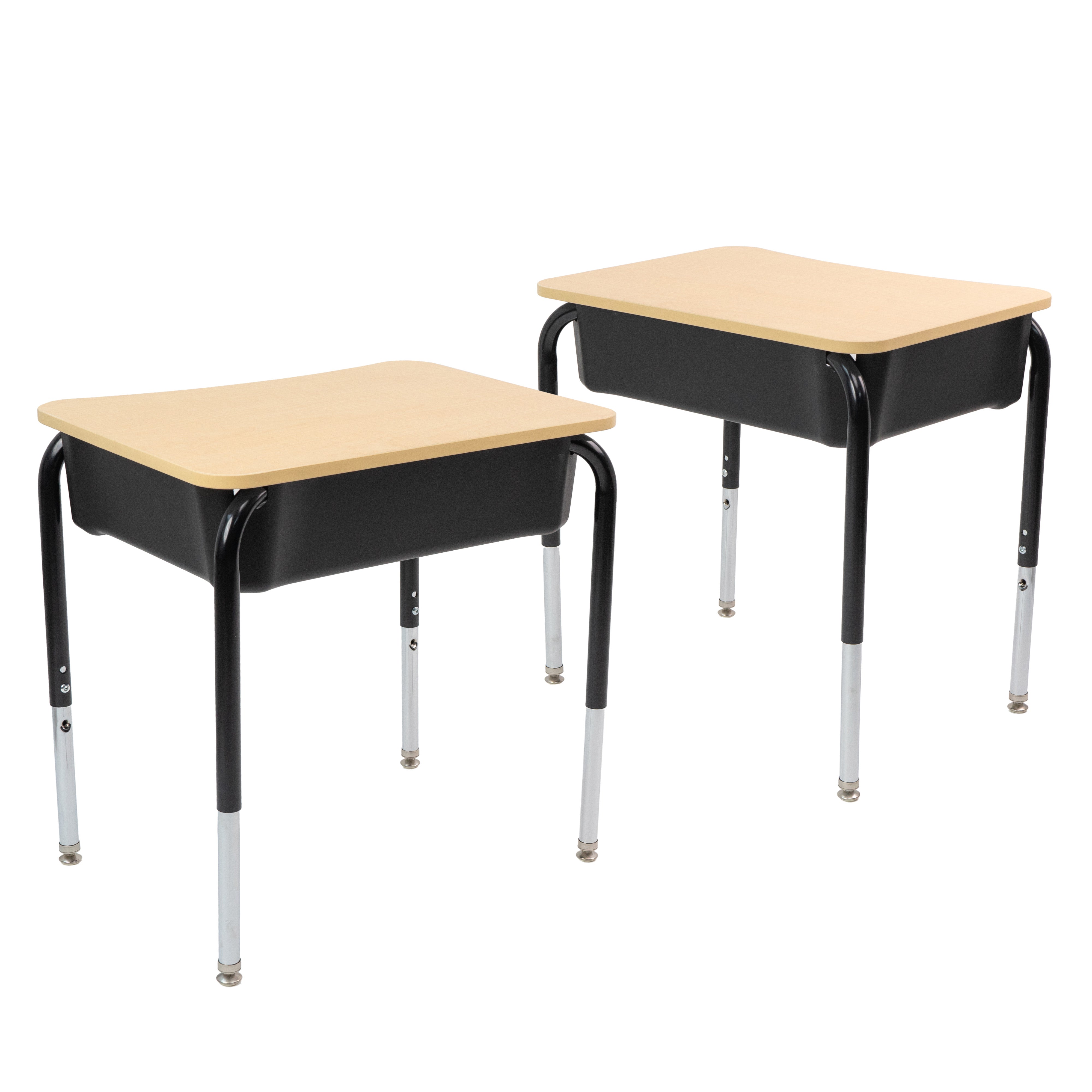 18" x 24" Belly Curve Open Front Desk with Book Box, 2-pack - Maple/Maple/Black