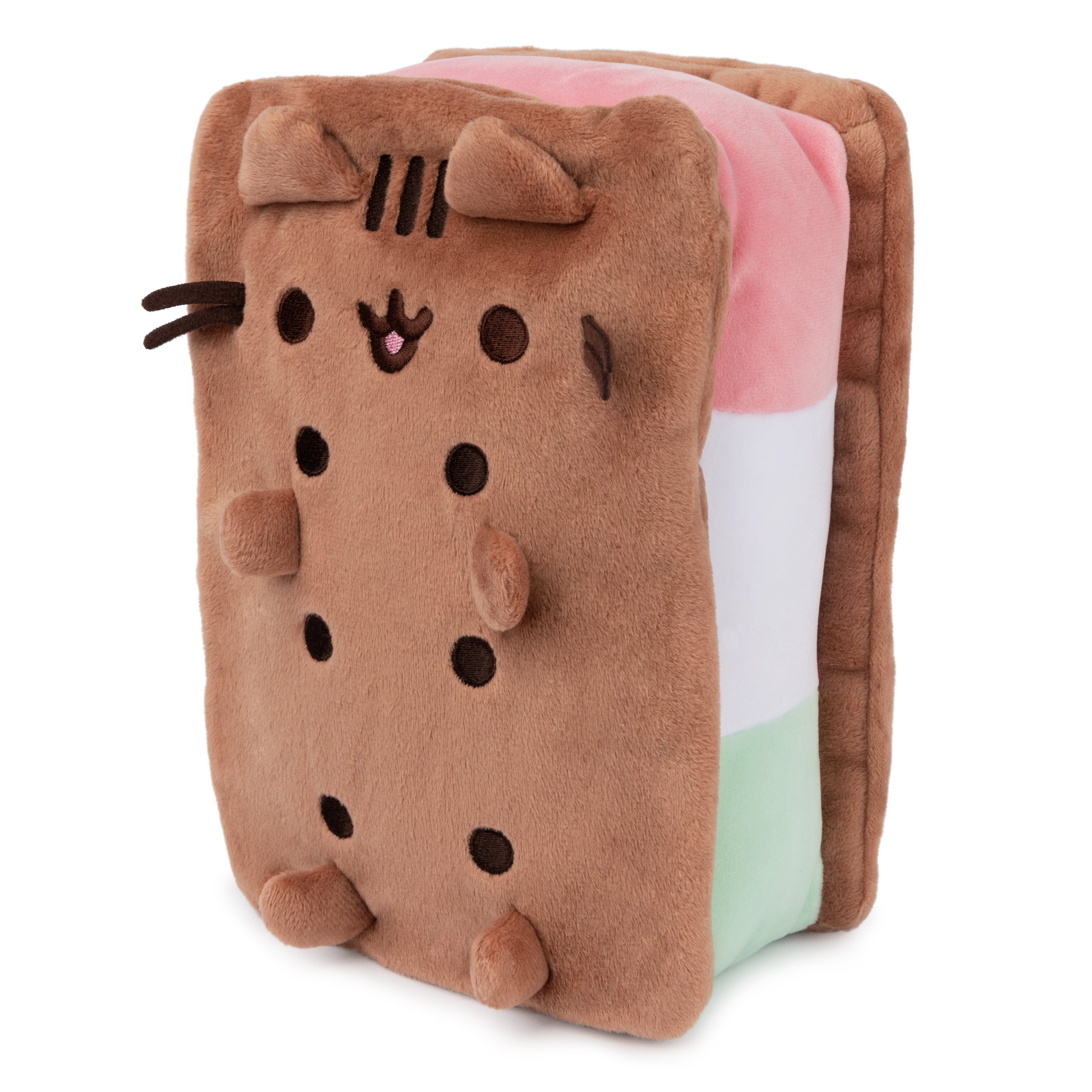 GUND Pusheen Neapolitan Ice Cream Sandwich Pusheen Plush, Stuffed Animal for Ages 8 and Up, Brown, 9.5”