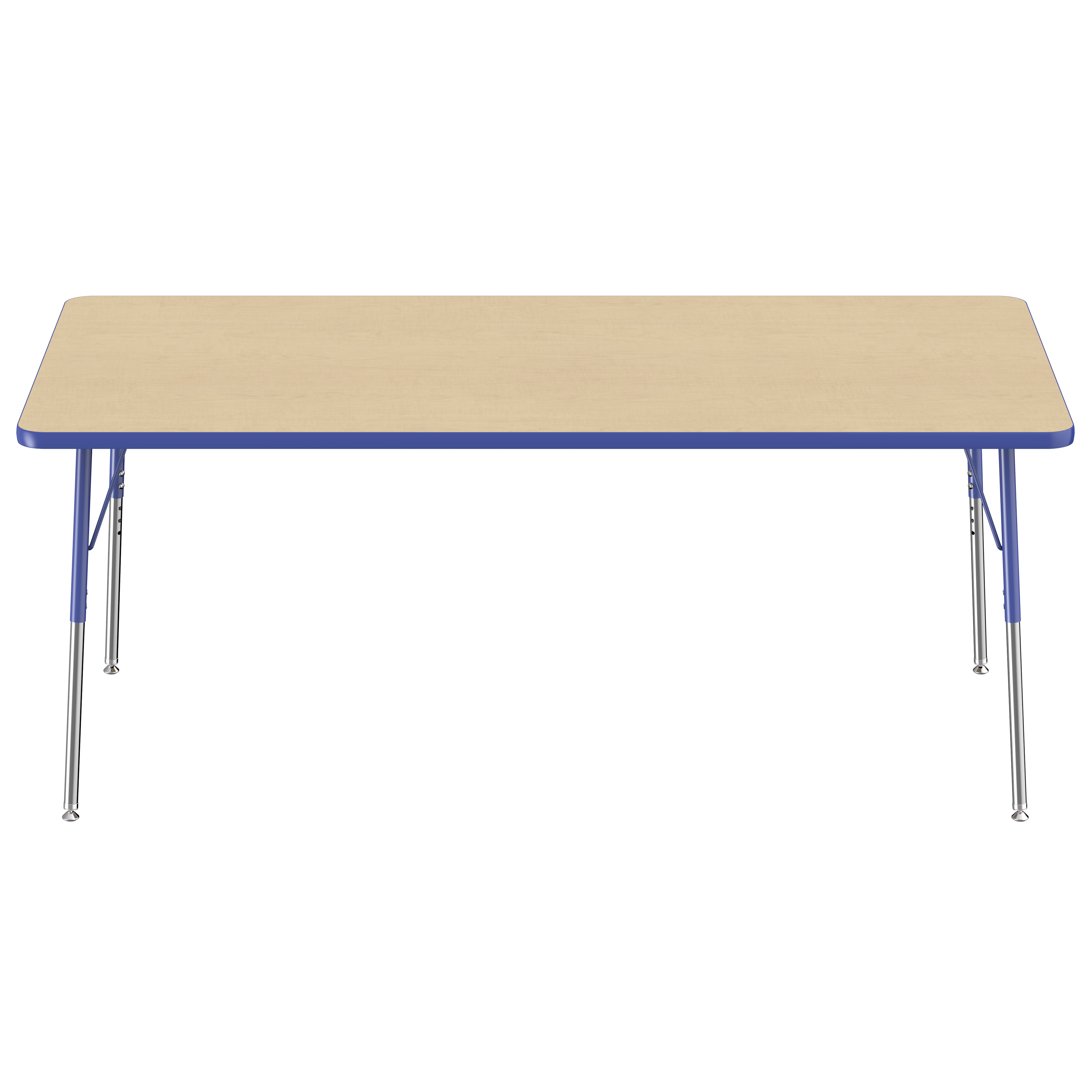 36" x 72" Rectangle T-Molding Activity Table with Adjustable Standard Swivel Glide Legs - Maple/Blue