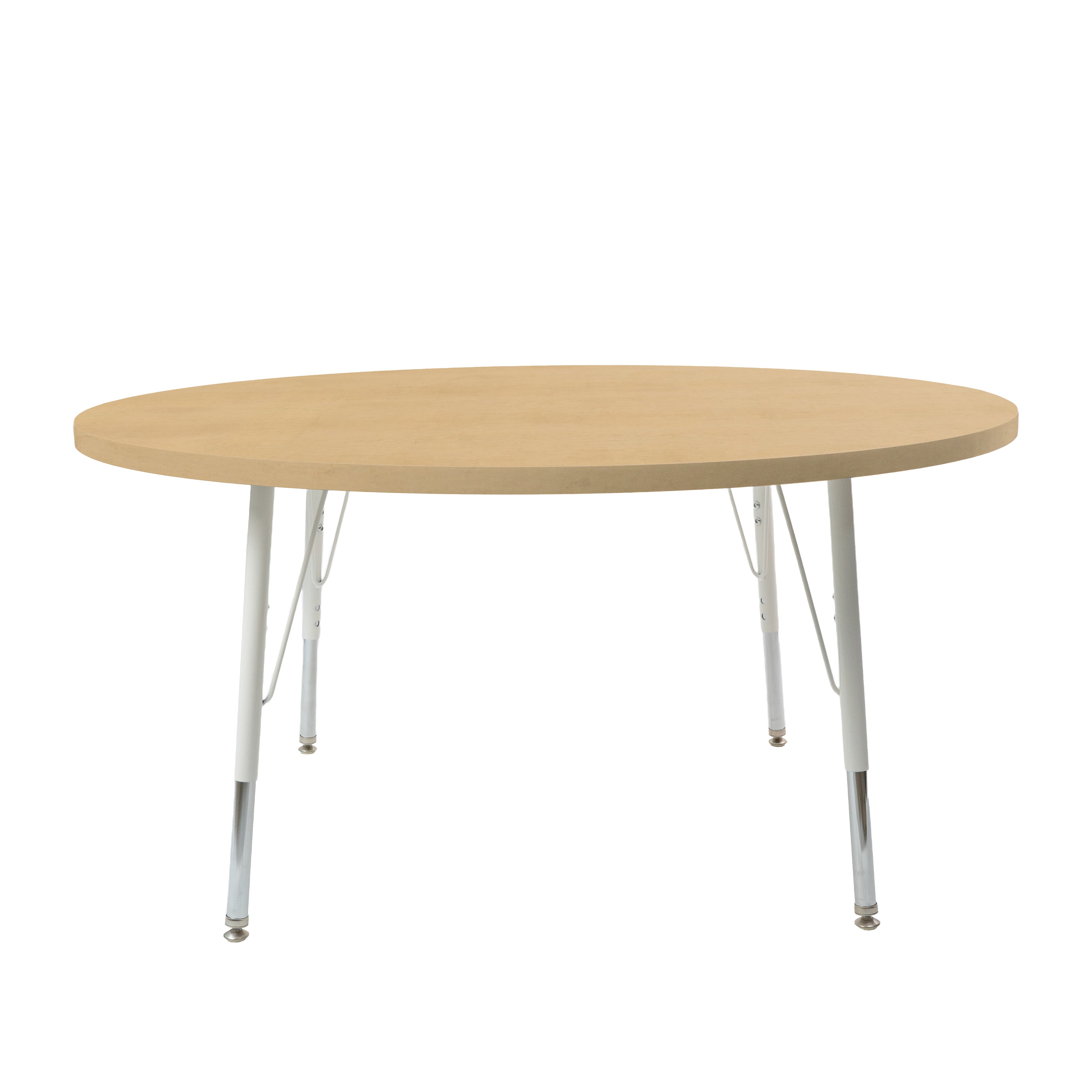 48" Round Thermofused Woodgrain Activity Table with Standard Legs - Maple Grain/White