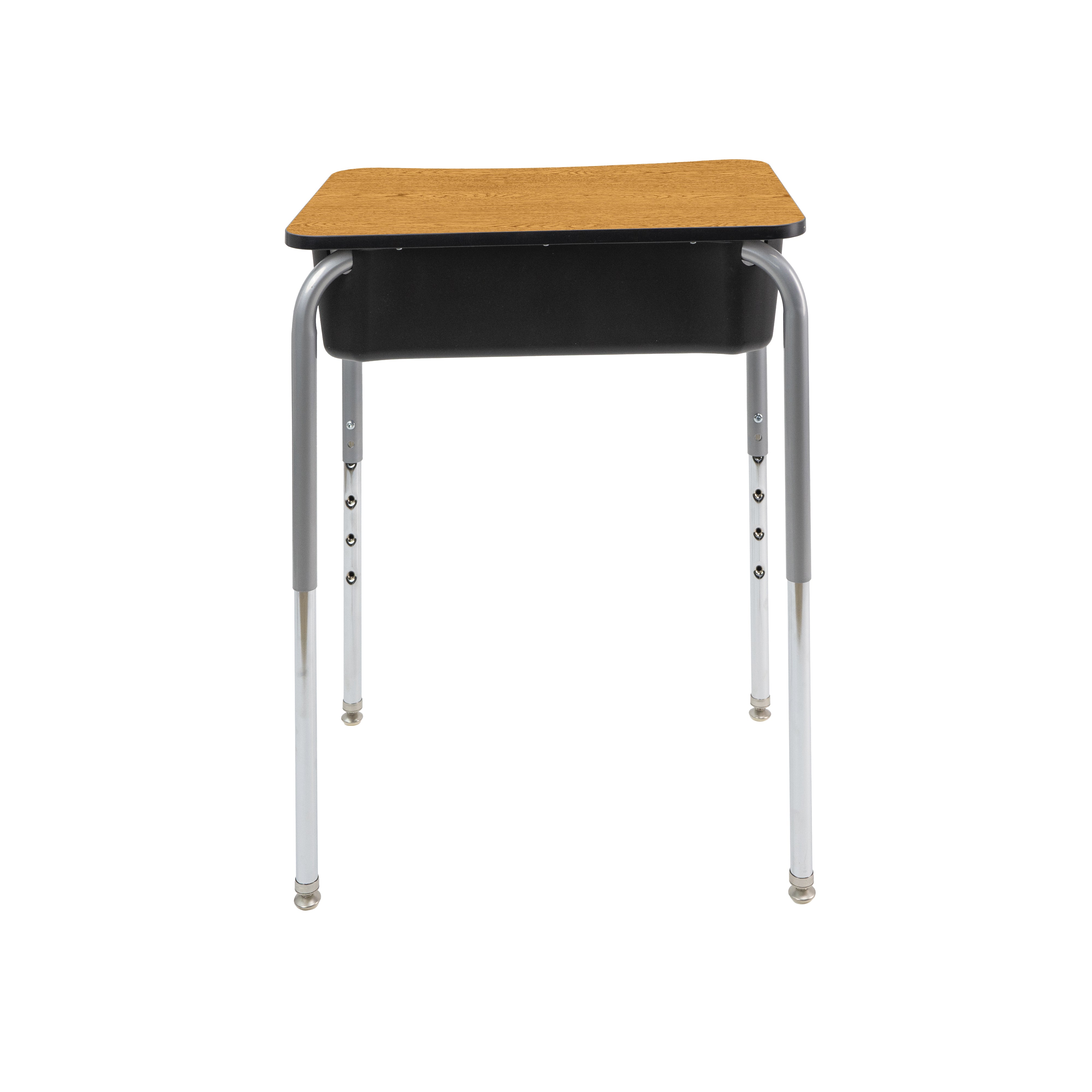 18" x 24" Belly Curve Open Front Desk with Book Box, 2-pack - Oak/Black/Silver/Black