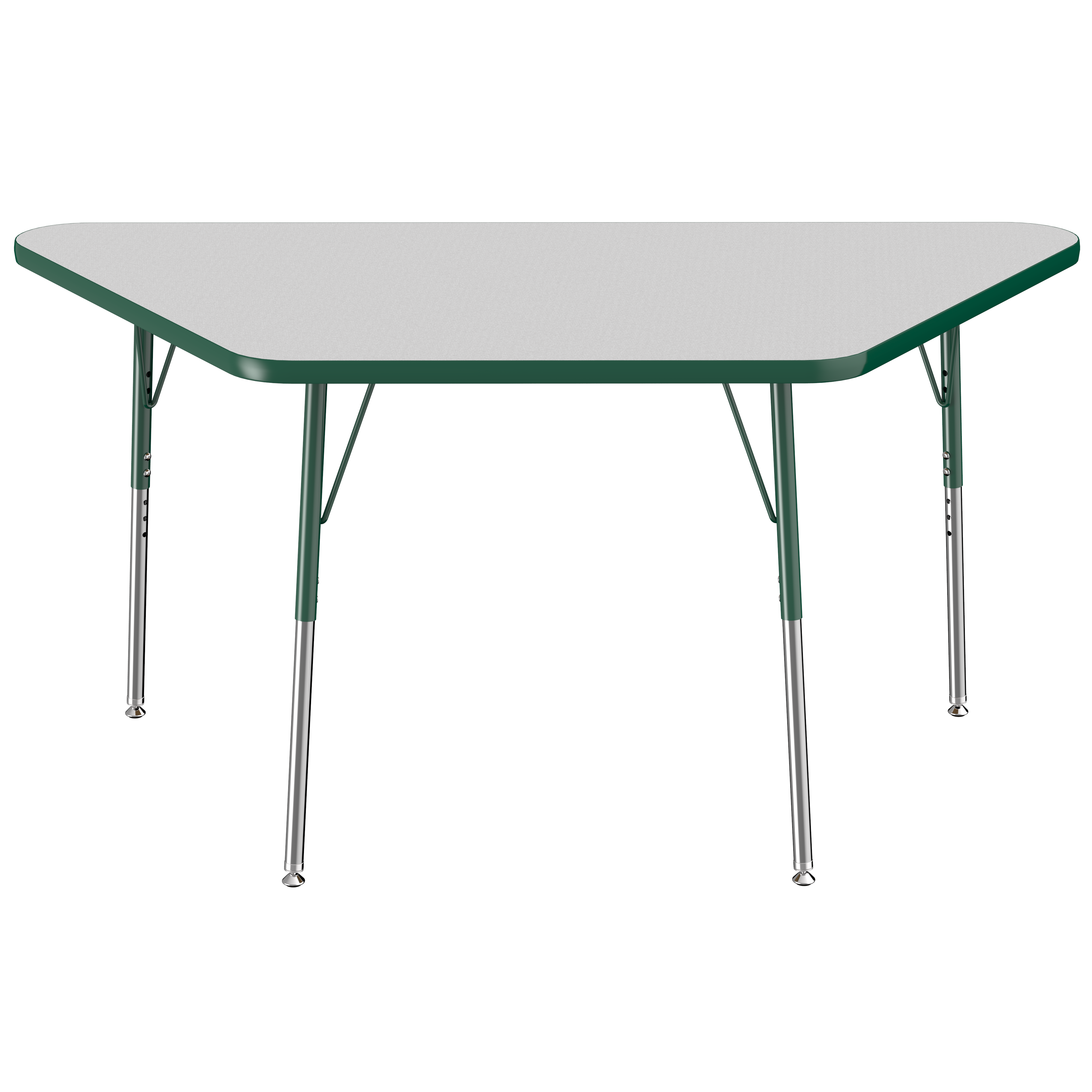 30" x 60" Trapezoid T-Molding Activity Table with Adjustable Standard Swivel Glide Legs - Gray/Green