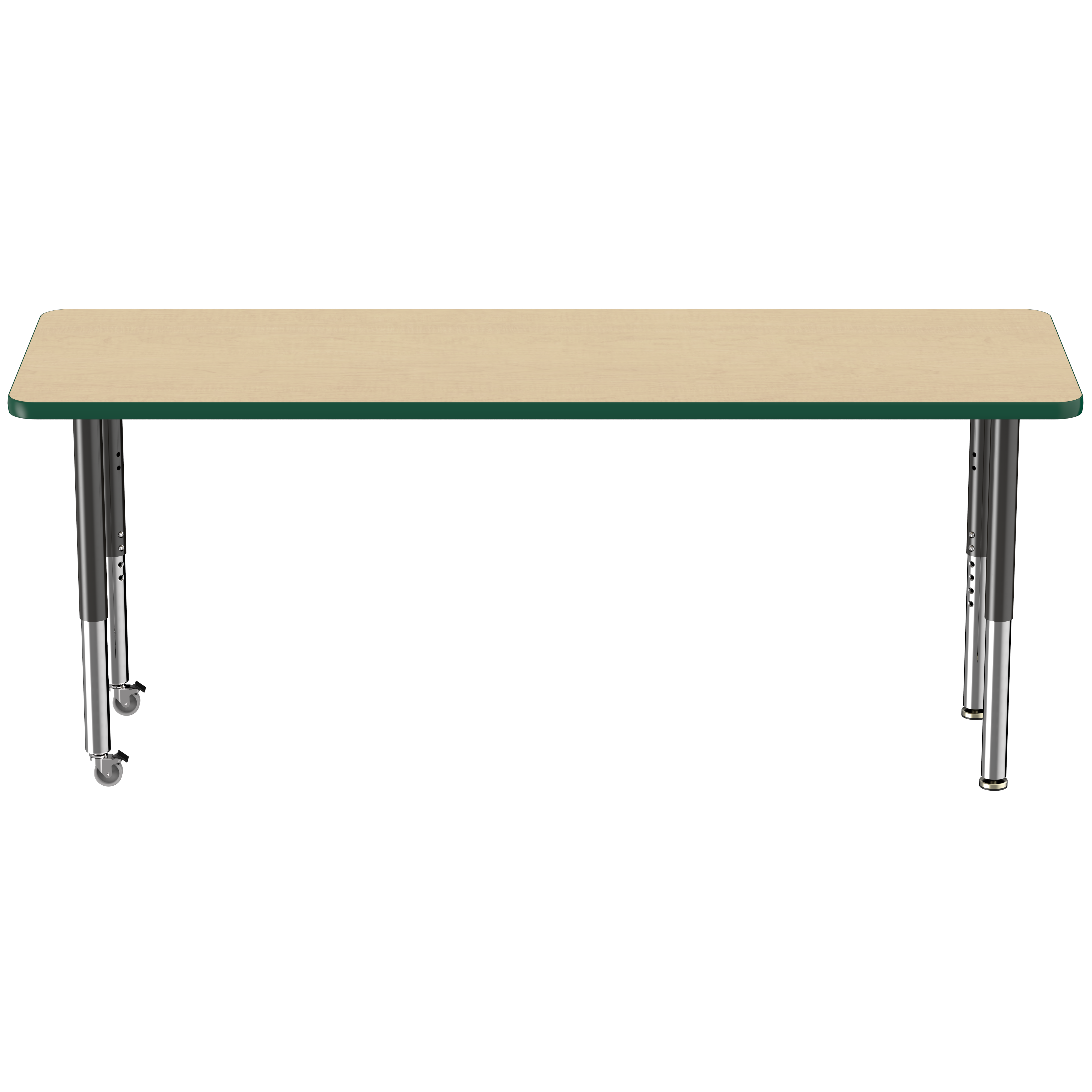 24" x 72" Rectangle T-Molding Activity Table with Adjustable Super Legs - Maple/Green/Black