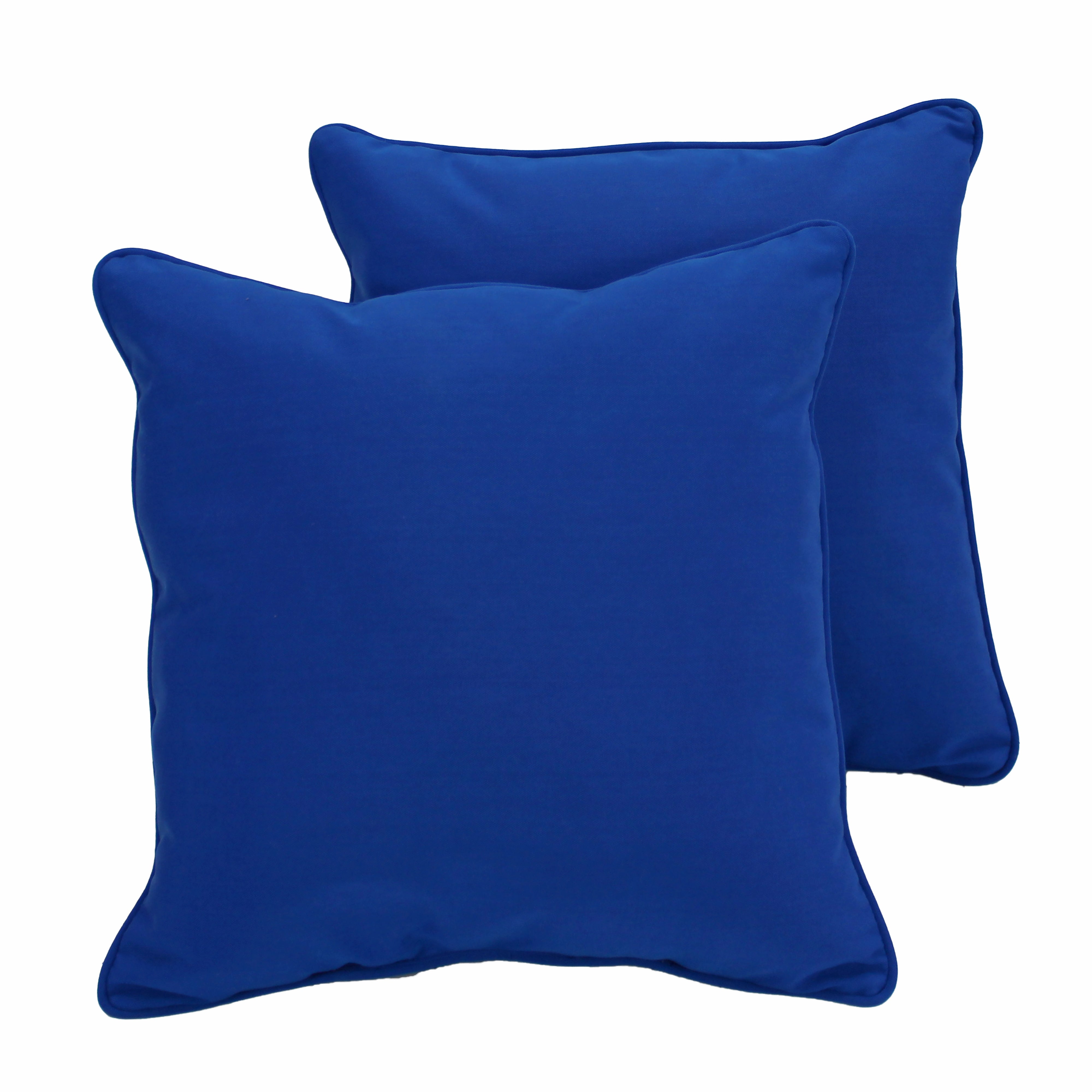 Presidio 24" x 24" Square Indoor/Outdoor Pillow with Piping, 2-Piece - Brilliant Blue