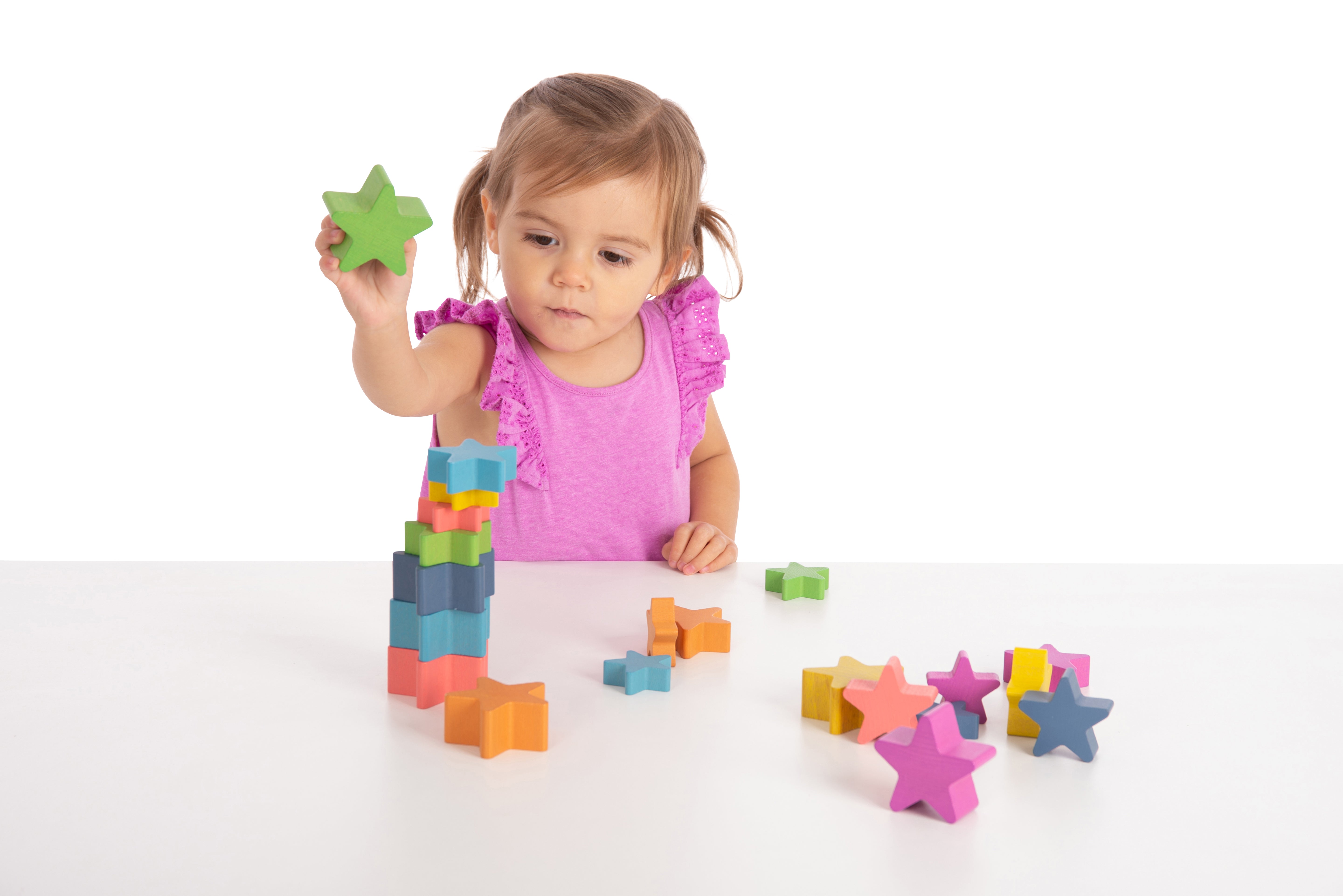 Rainbow Wooden Stars - Set of 21