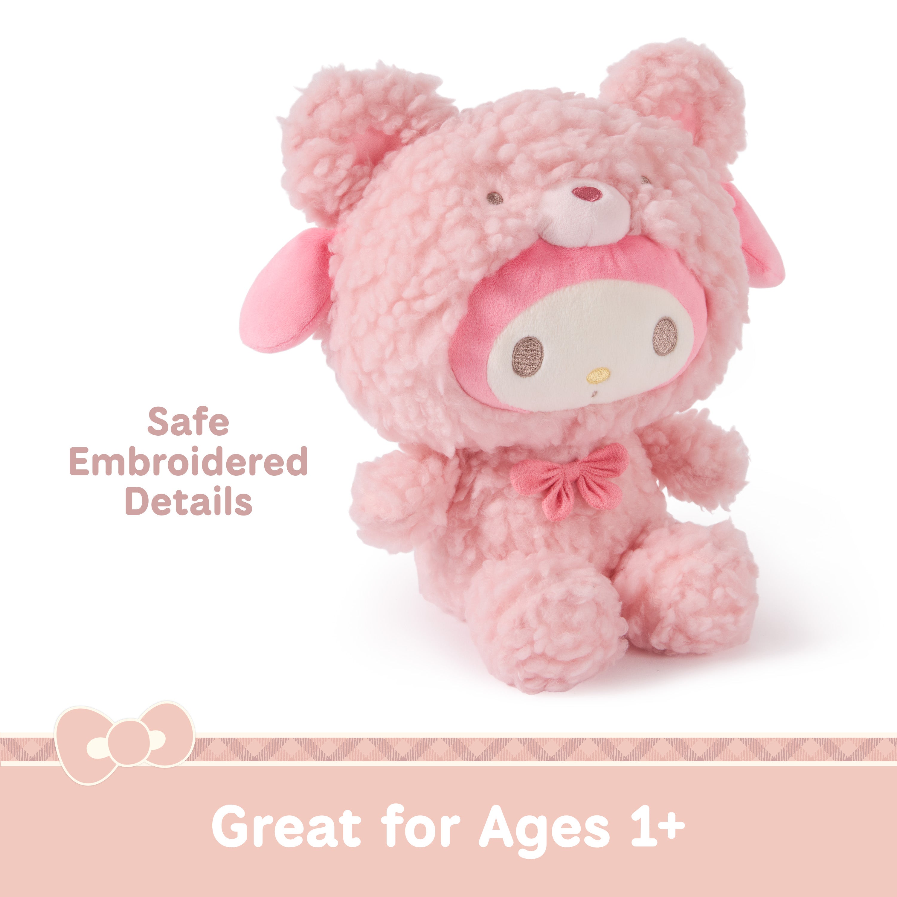 GUND Sanrio Official Hello Kitty and Friends My Melody Café Latte Teddy Bear Plush, Collectible Plush Toy, Stuffed Animal for Ages 1 and Up, Pink, 10”