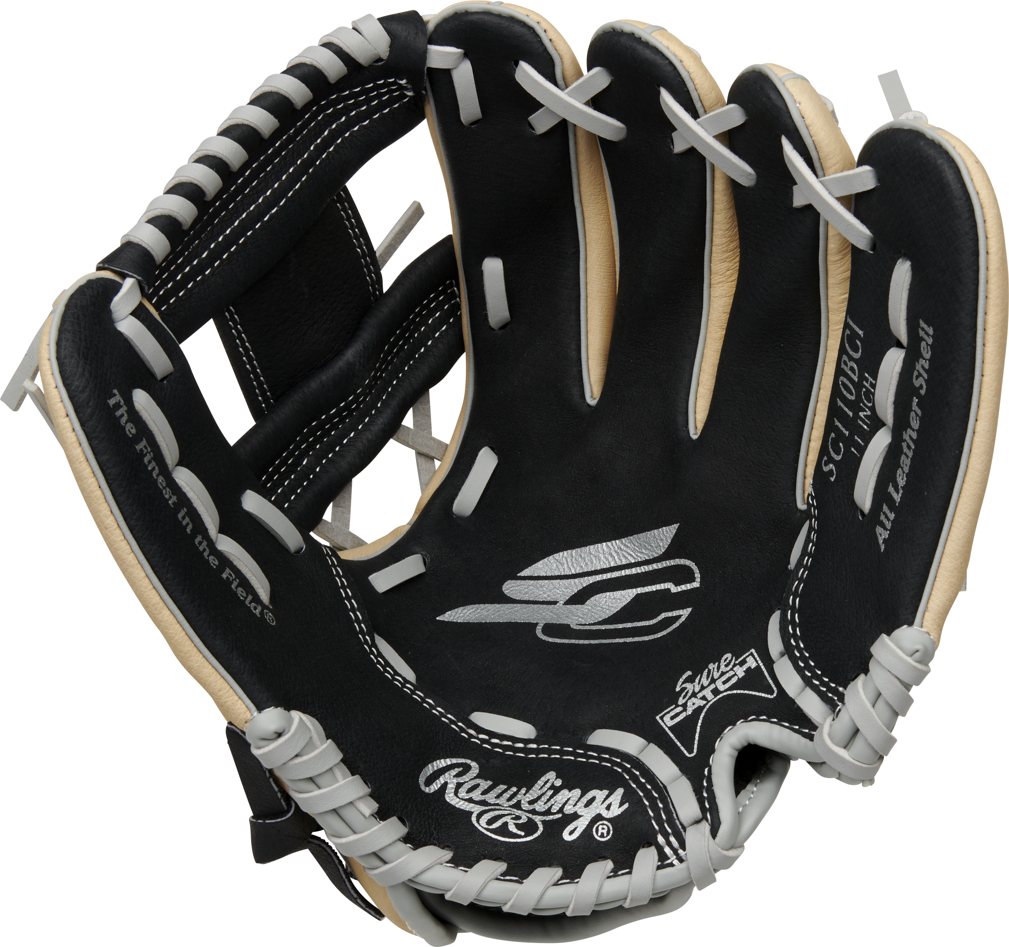 Rawlings Sure Catch Series Youth 11-Inch Baseball Glove - Right Hand Thrower - Black