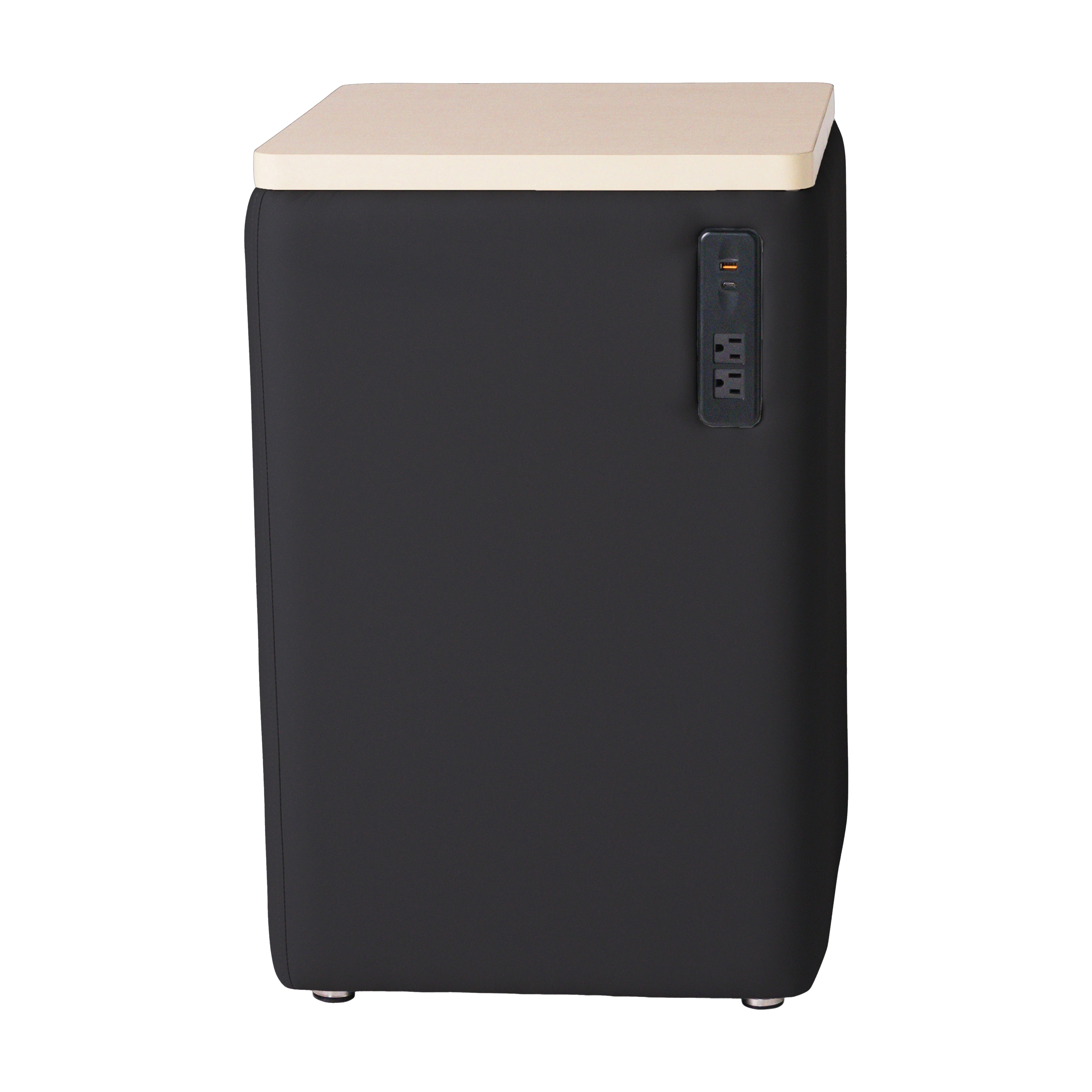 Pro Series Upholstered 18" x 18" Square Ottoman Table with Tech Panel 28" Height - Black/Maple