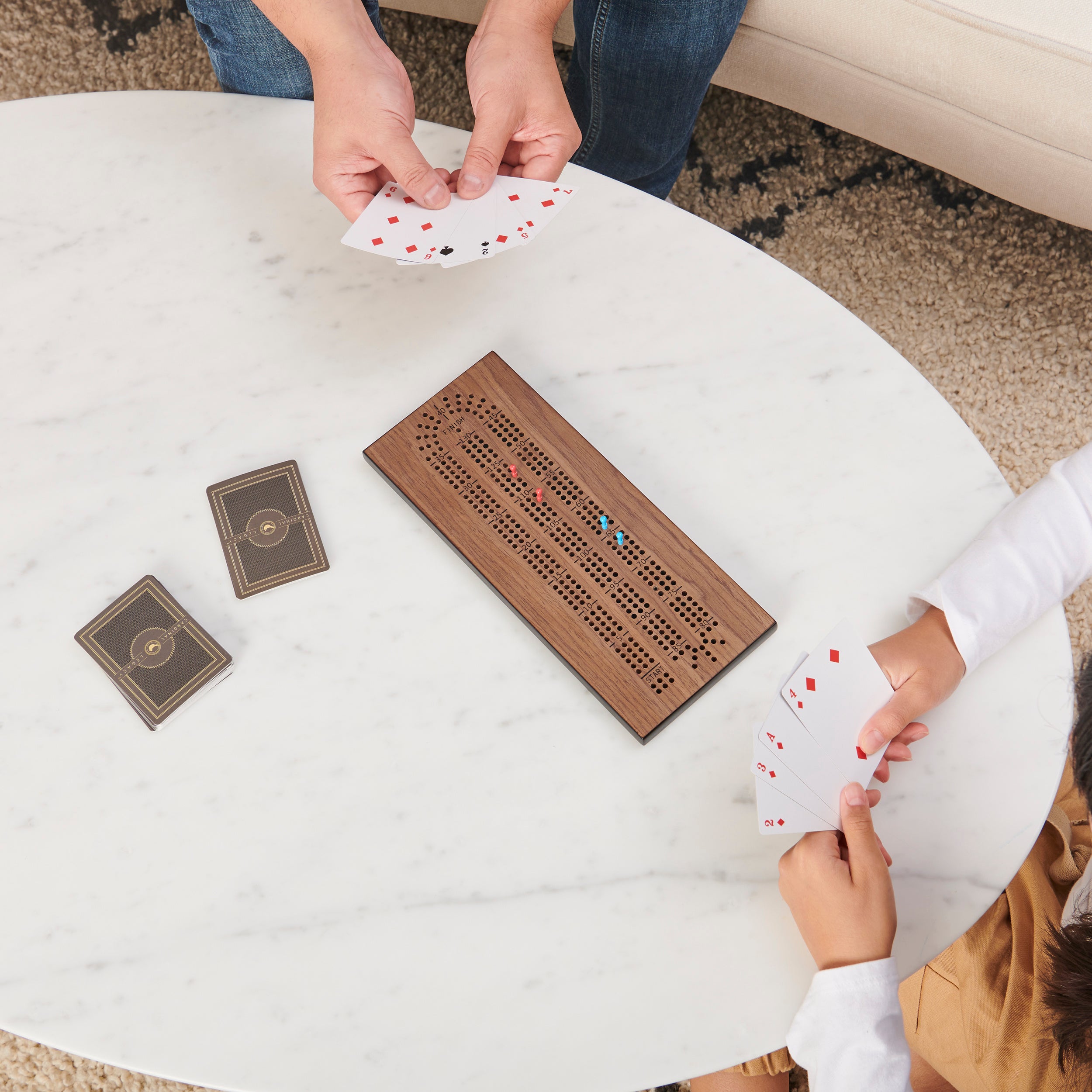 Legacy Deluxe Cribbage Classic Game with Lined Wooden Case and Colored Metal Movers, Family Game for 2 to 4 Players Ages 8 and up