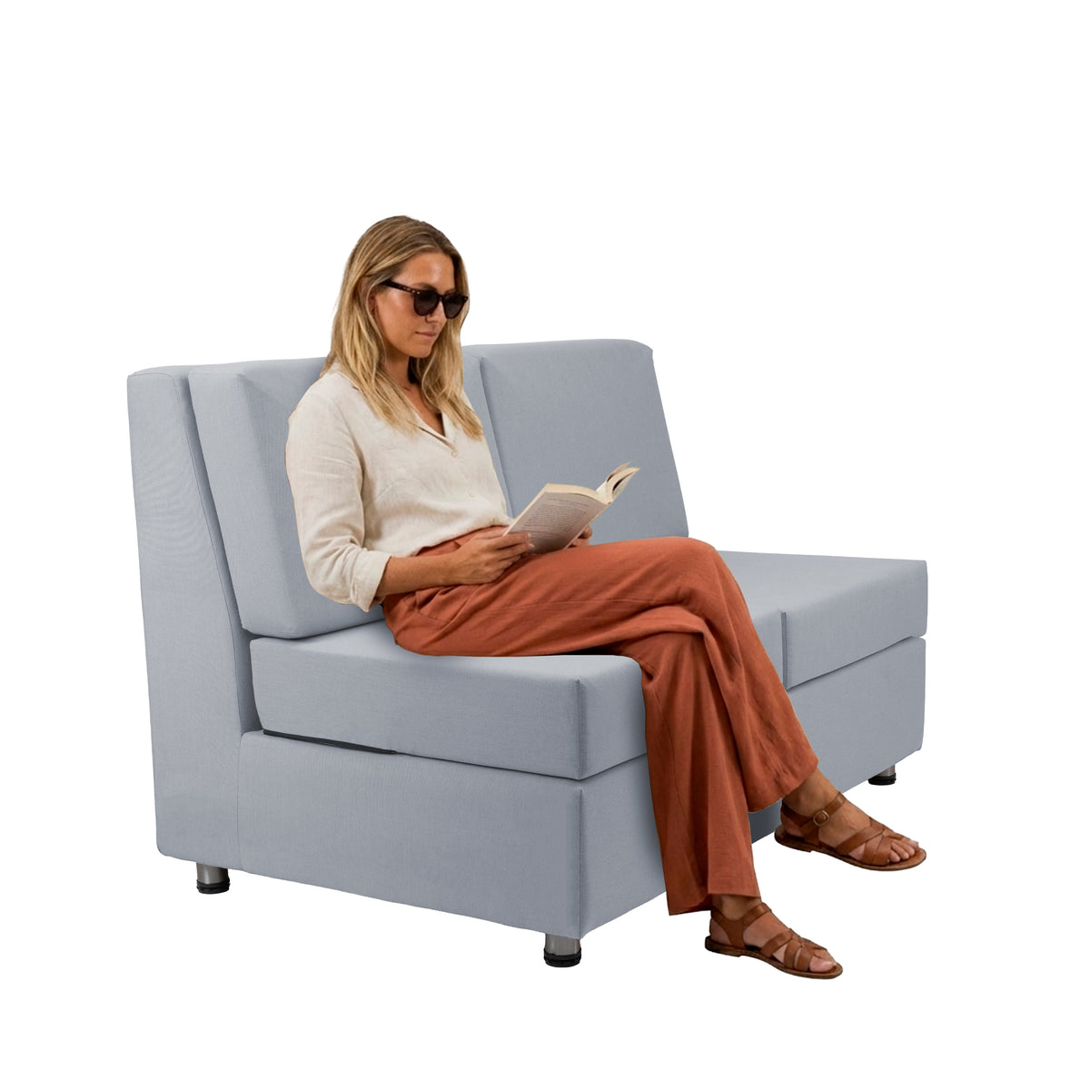Outdoor Armless Sofa with Sunbrella - Canvas Granite