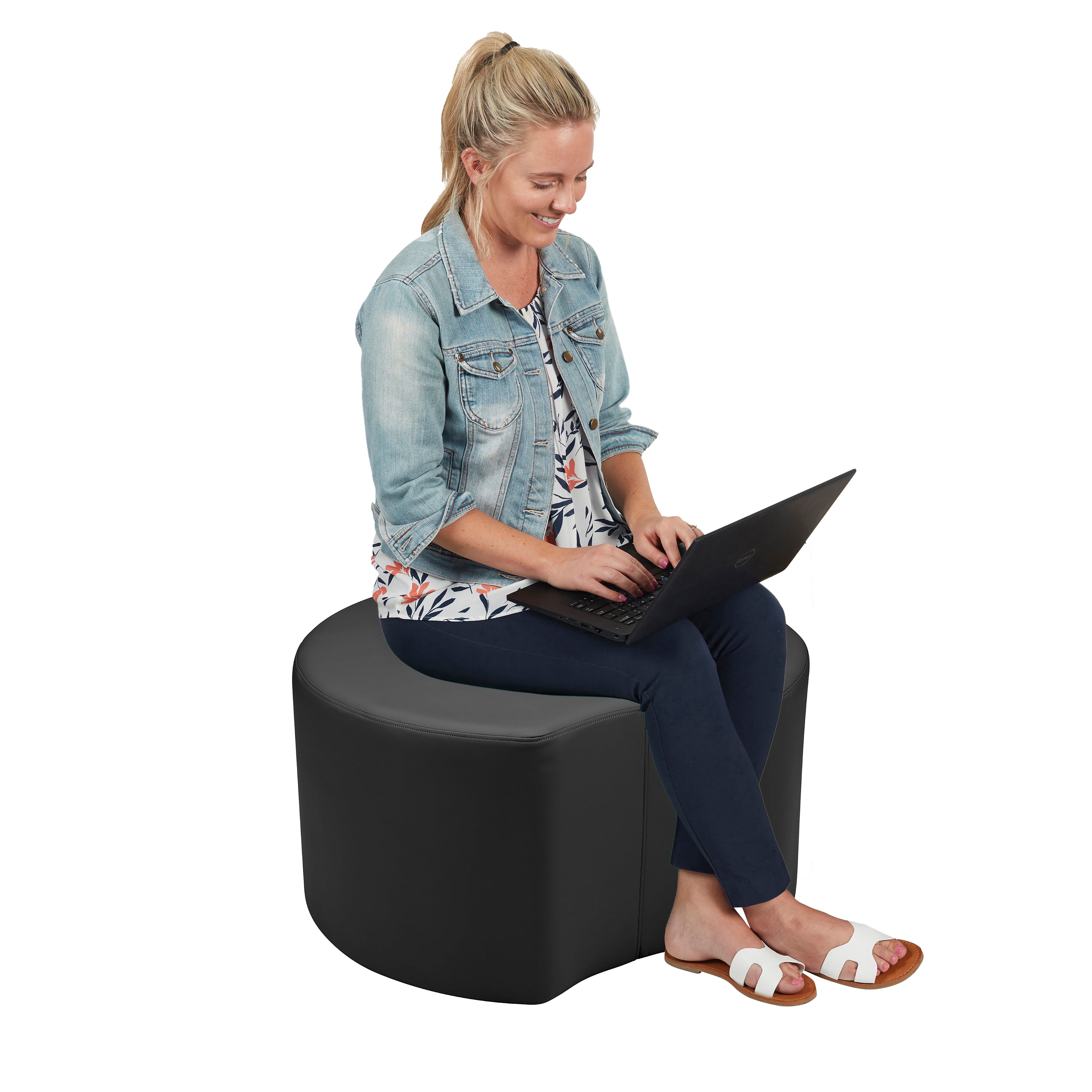 Pro Series Upholstered Crescent Ottoman 18" Height - Black