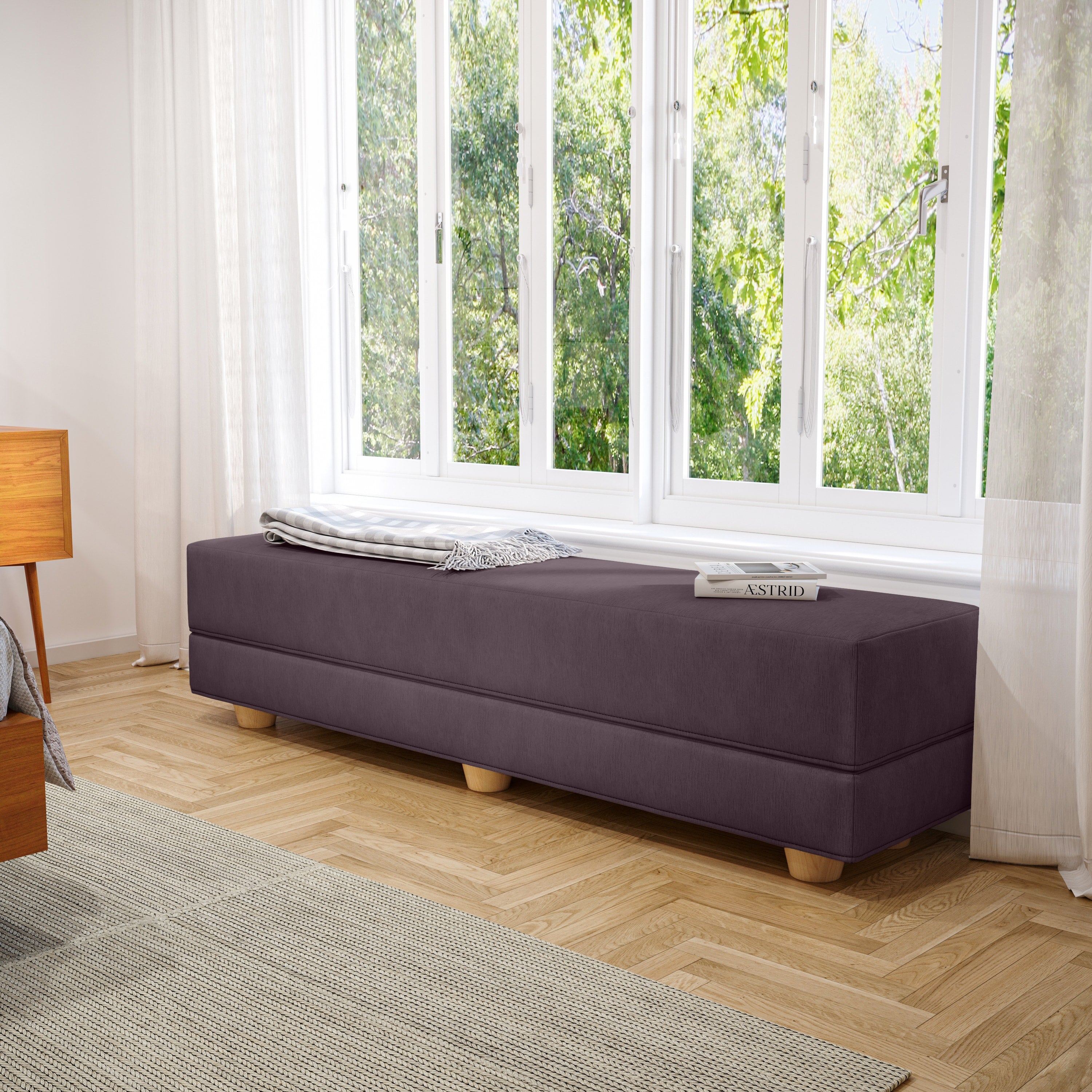 Jaxx Camden Convertible Bed Bench / Fold-Out Twin Guest Bed, Pinot