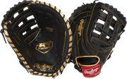 Rawlings R9 Baseball Series First Base Mitt 12.5-Inch Baseball Glove  - Right Hand Thrower - Black