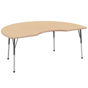 48" x 72" Kidney Thermofused Activity Table with Adjustable Standard Ball Glide Legs - Maple/Maple/Black