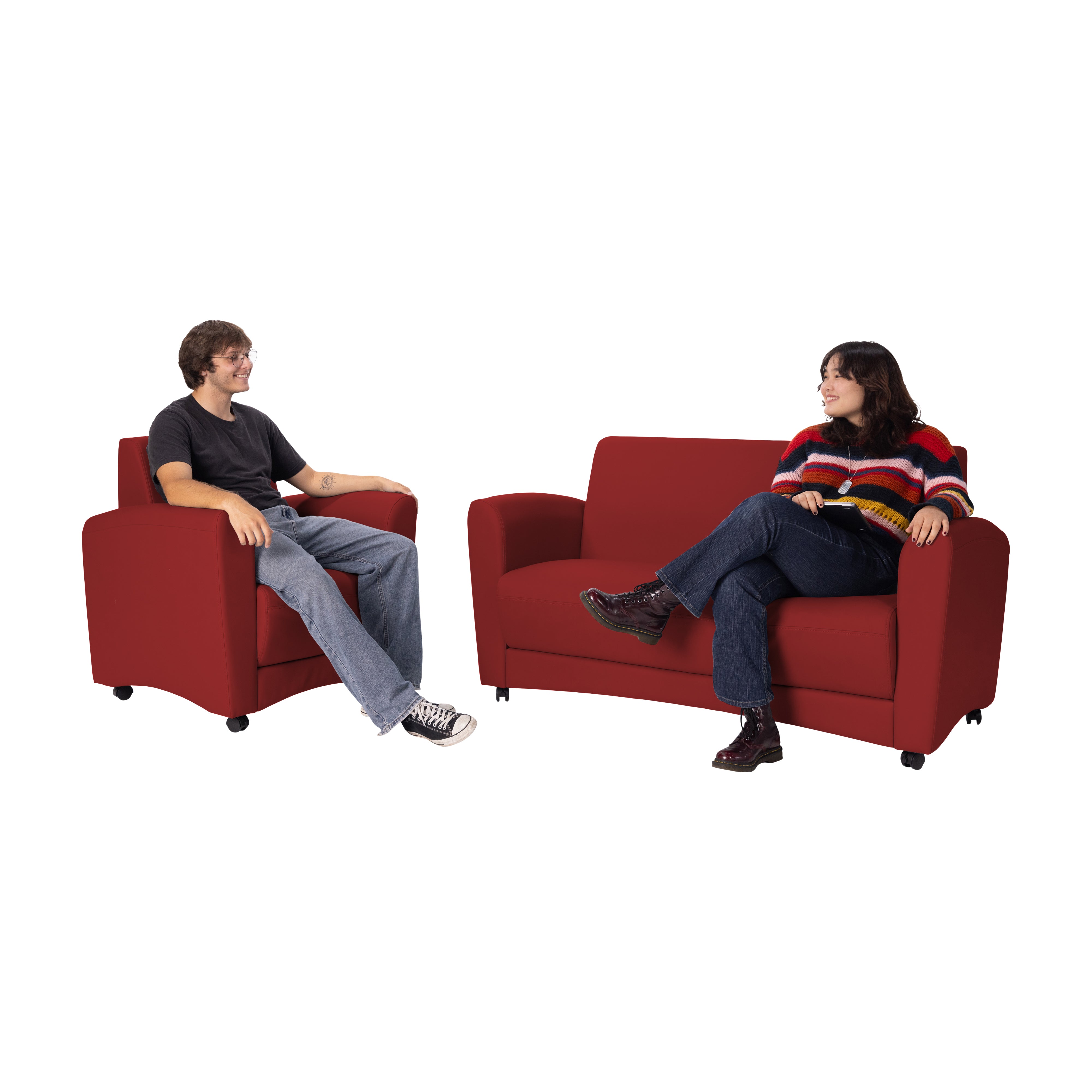 Pro Series Upholstered Mobile Common Area Chair - Crimson