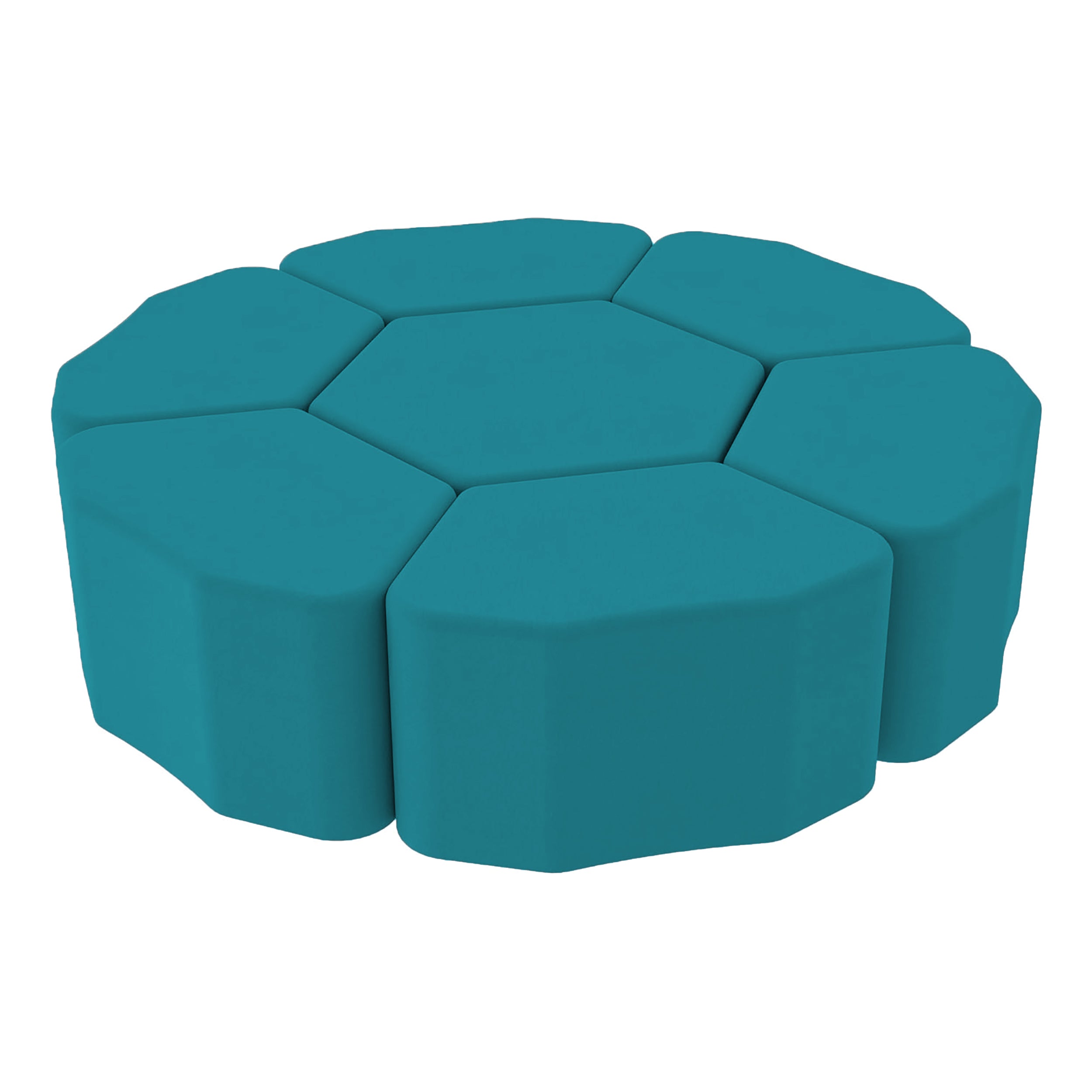 Pro Series Upholstered Bloom Ottoman 18" Height, 7-Piece - Teal
