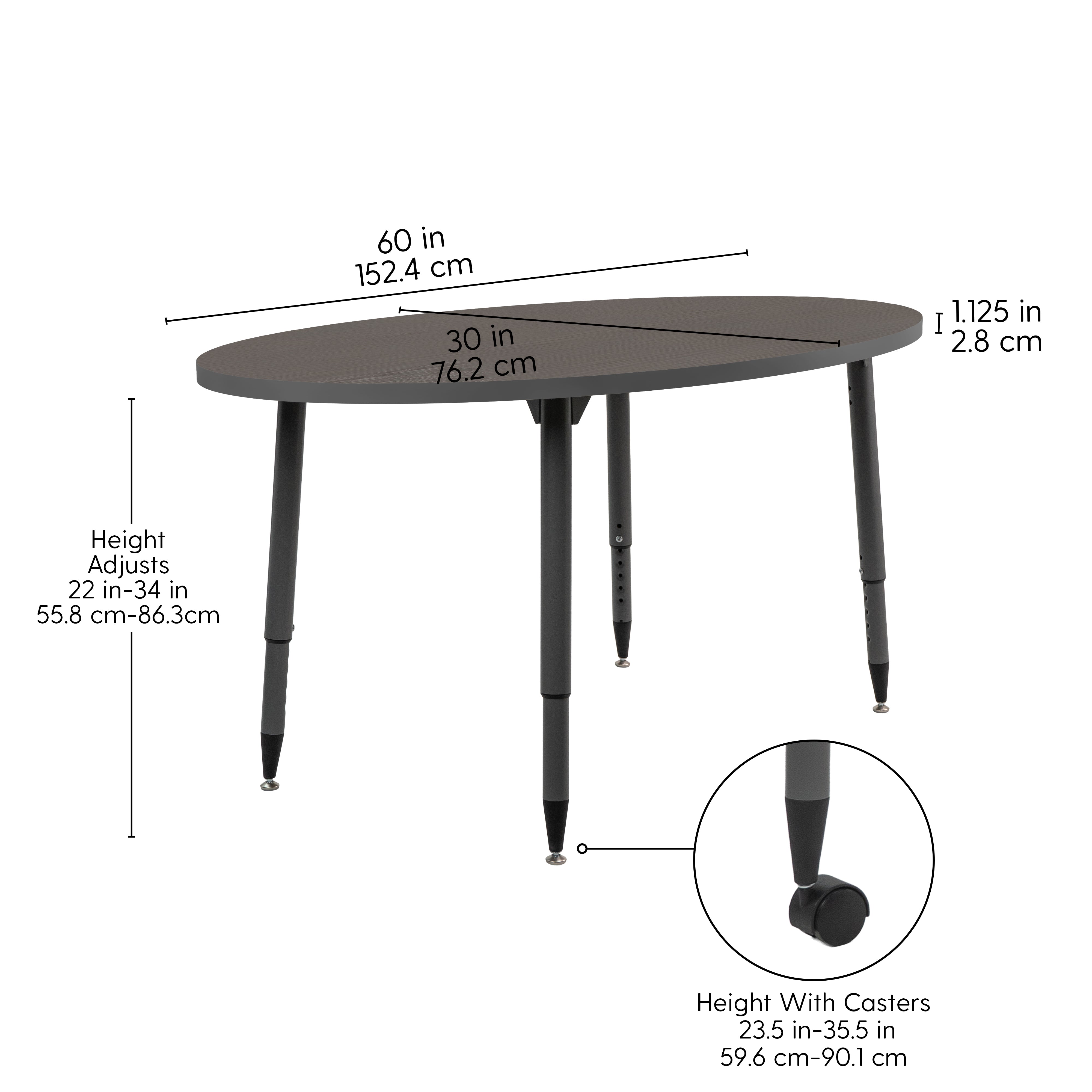 Adapte 30" x 60" Oval Thermofused Activity Table with Adjustable Tapered Legs - Cosmic Strandz/North Sea