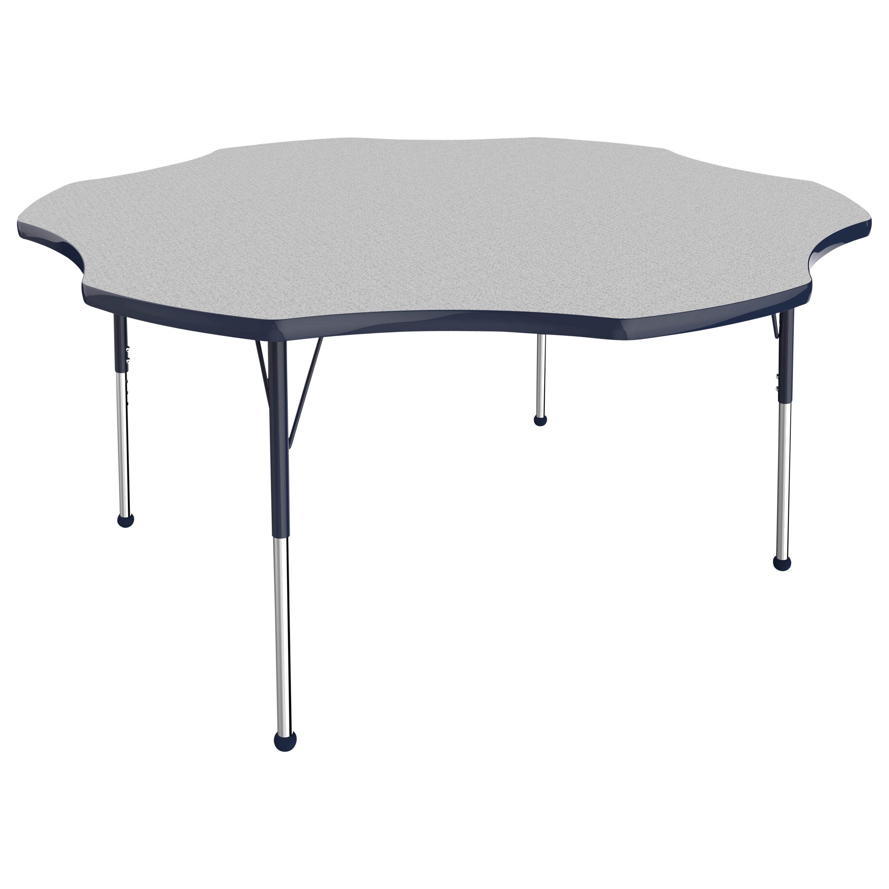 60" x 60" Flower T-Molding Activity Table with Adjustable Standard Ball Glide Legs - Gray/Navy