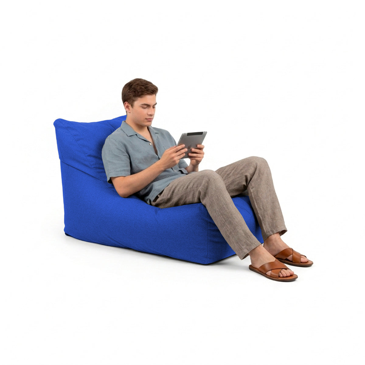 Oudoor Bean Bag Lounger with Sunbrella - Canvas Pacific Blue