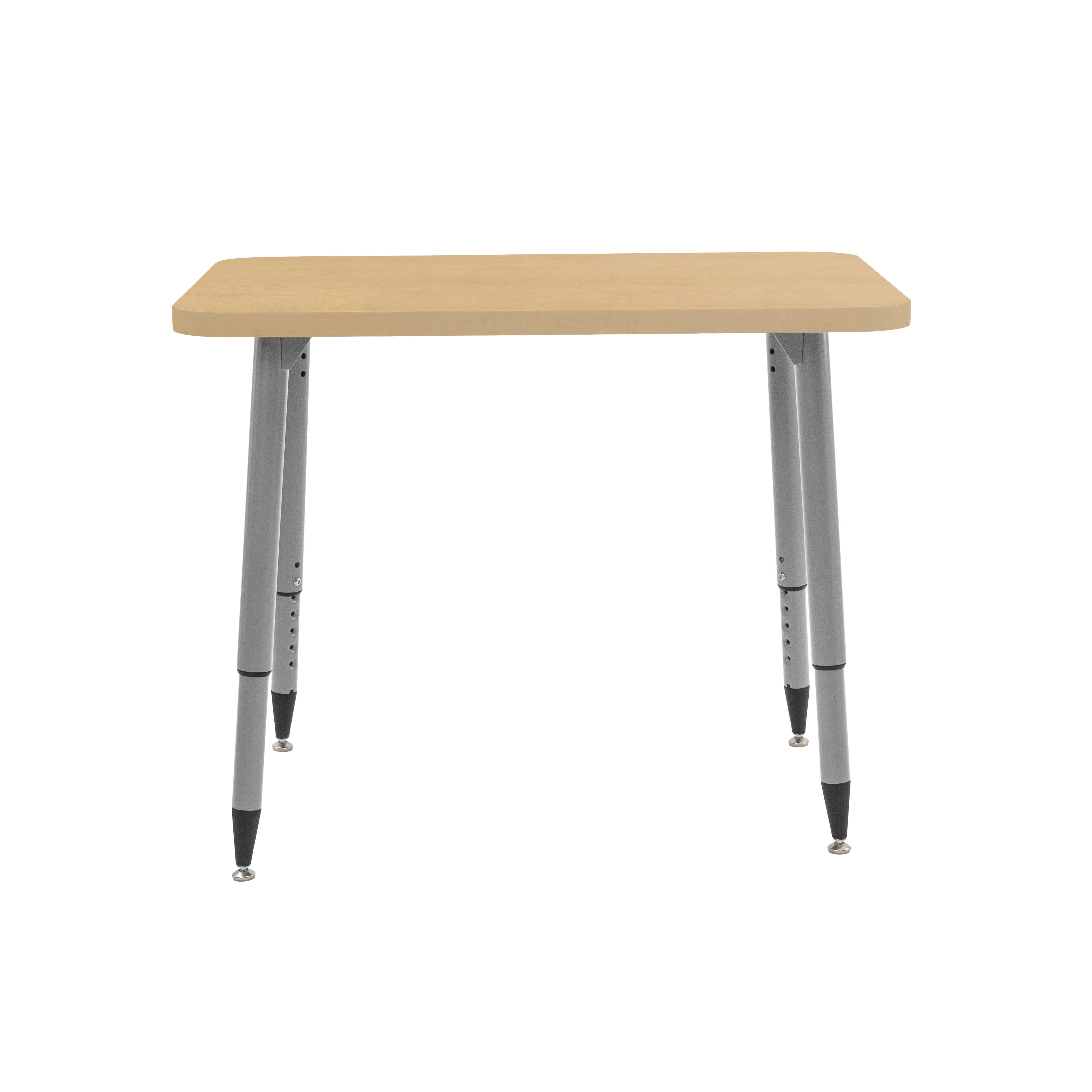 Adapte 24" x 36" Rectangle Woodgrain Activity Table with Adjustable Tapered Legs - Maple Grain/Silver