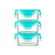 EZ Lock Glass - Rectangle / 5 oz. / 3 pack / Aqua