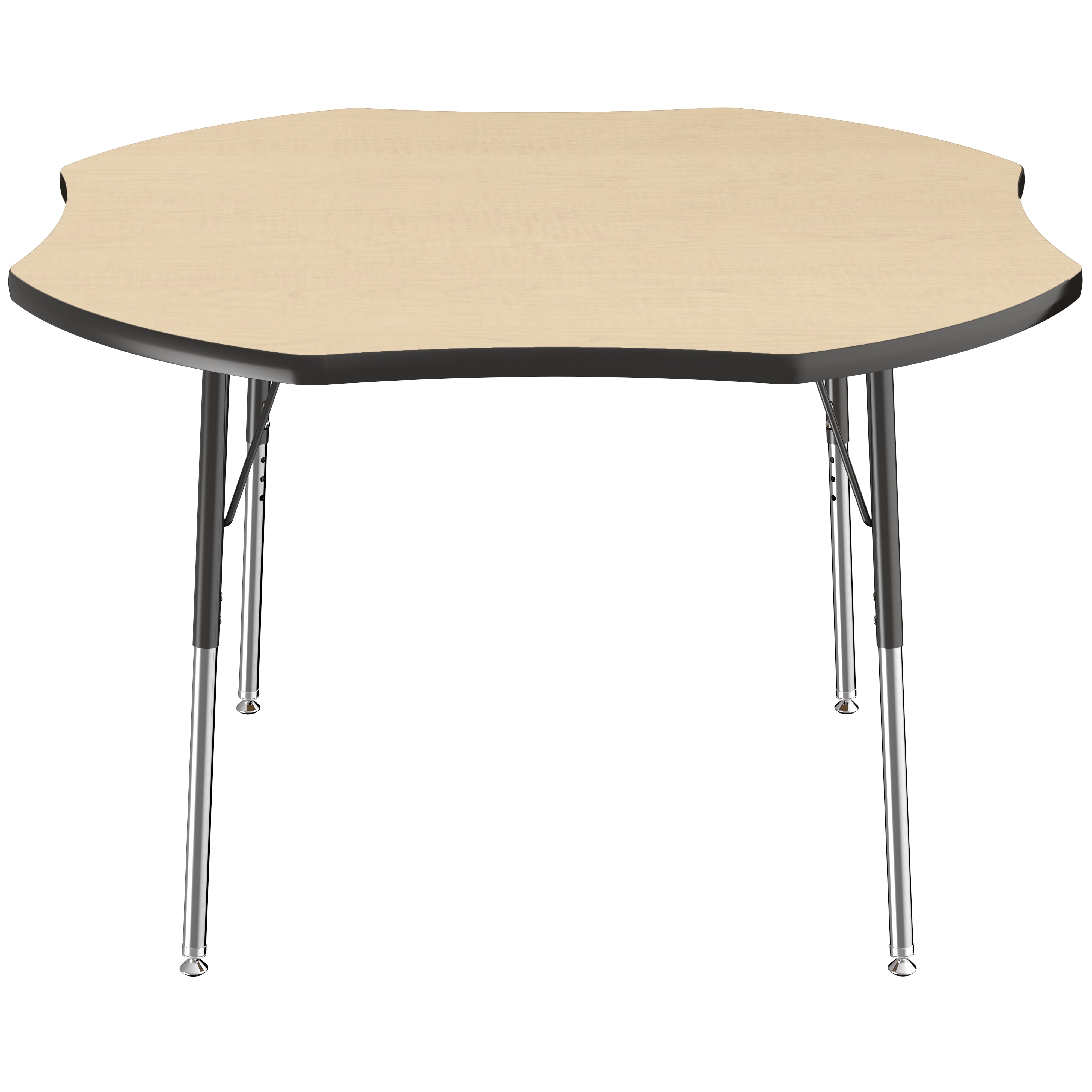 48" x 48" Clover Thermofused Activity Table with Adjustable Standard Swivel Glide Legs - Maple/Black
