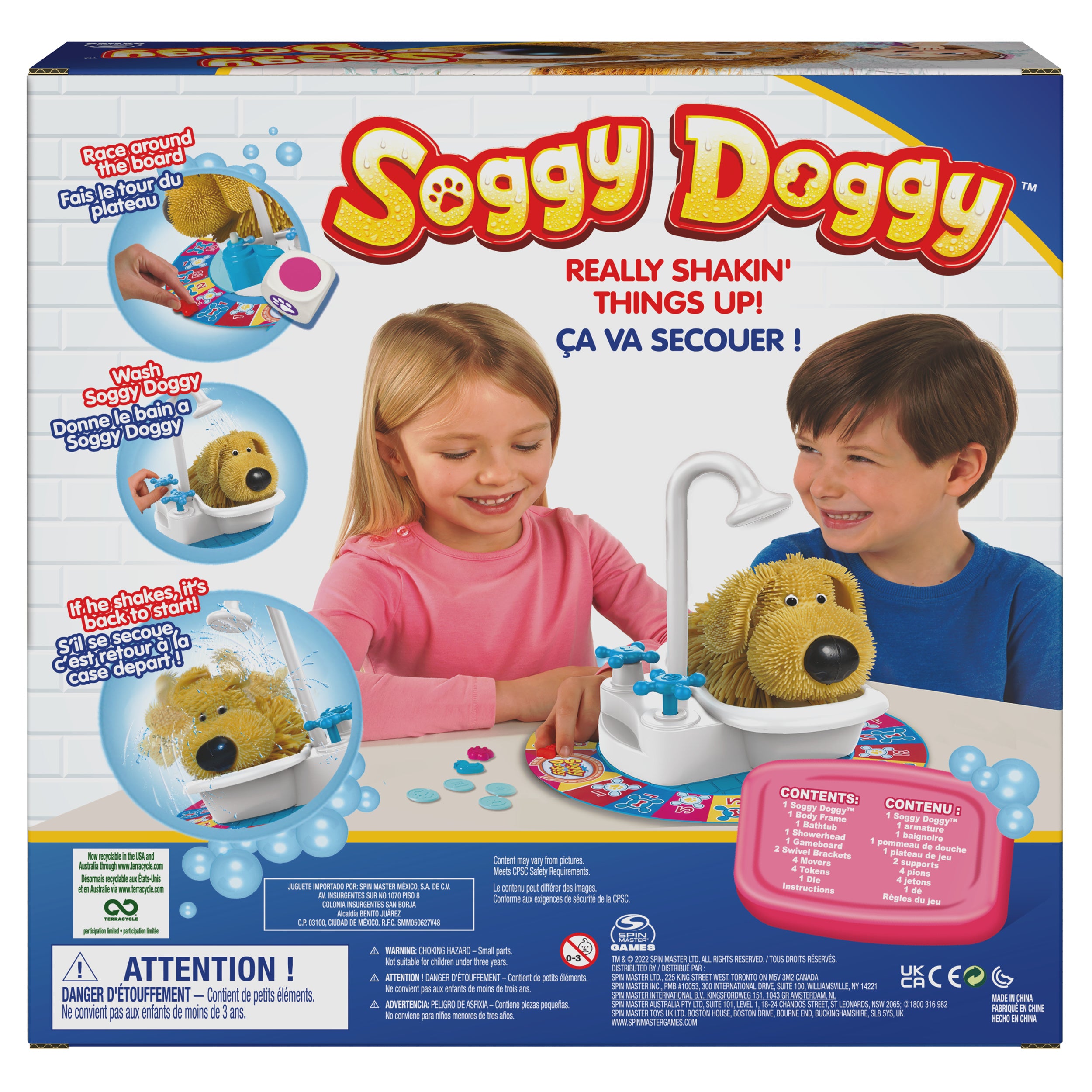 Spin Master Games, Soggy Doggy, The Award-Winning Wet & Silly Kids Board Game for Family Game Night, Interactive Dog Toy, Screenless Activity for Kids & Family, 2-4 Players, for Ages 4 & Up