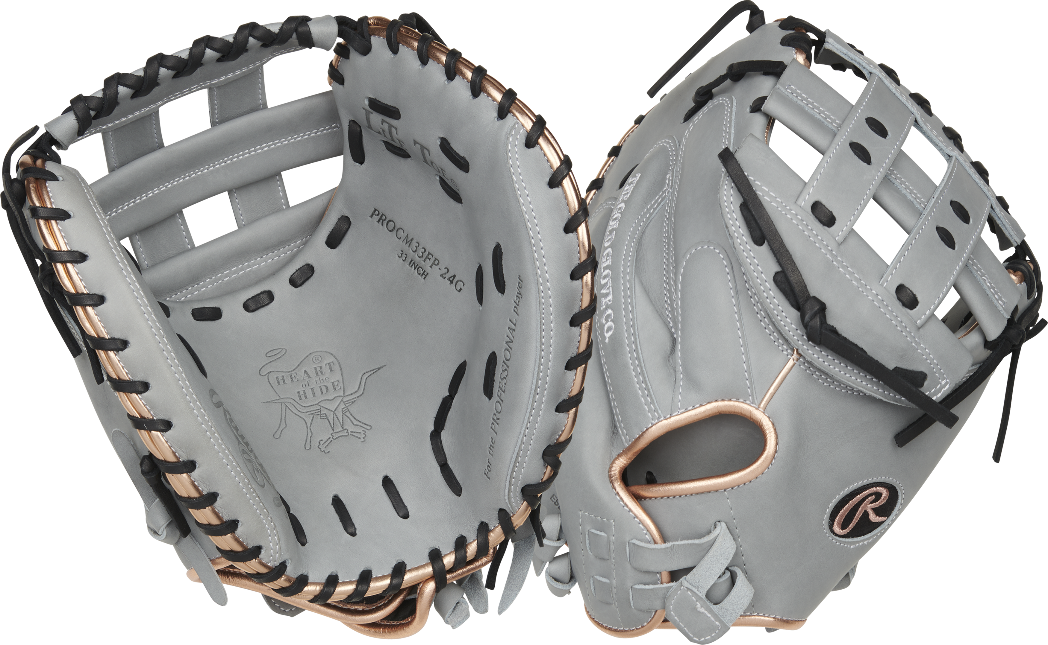 Rawlings Heart Of The Hide Series Catchers Mitt 33-Inch Softball Glove - Right Hand Thrower - Gray
