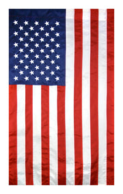 American Flag 2 ½ x 4 ft. Nylon SolarGuard Nyl-Glo , 100% Made in USA with Sewn Stripes, Embroidered Stars and Banner-Style Pole Sleeve.