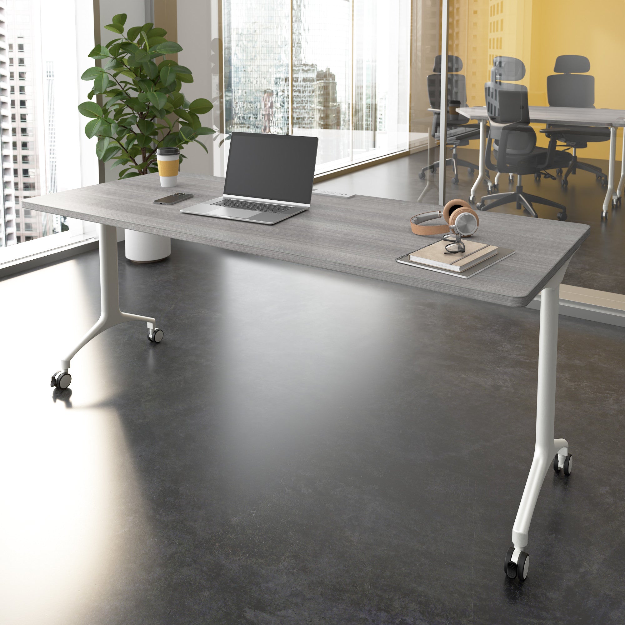 Bush Business Furniture Synergy 72-inch Rectangle Modular Office Conference Table in Platinum Gray - 71.02" Width x 29.37" Depth x 29.62" Height