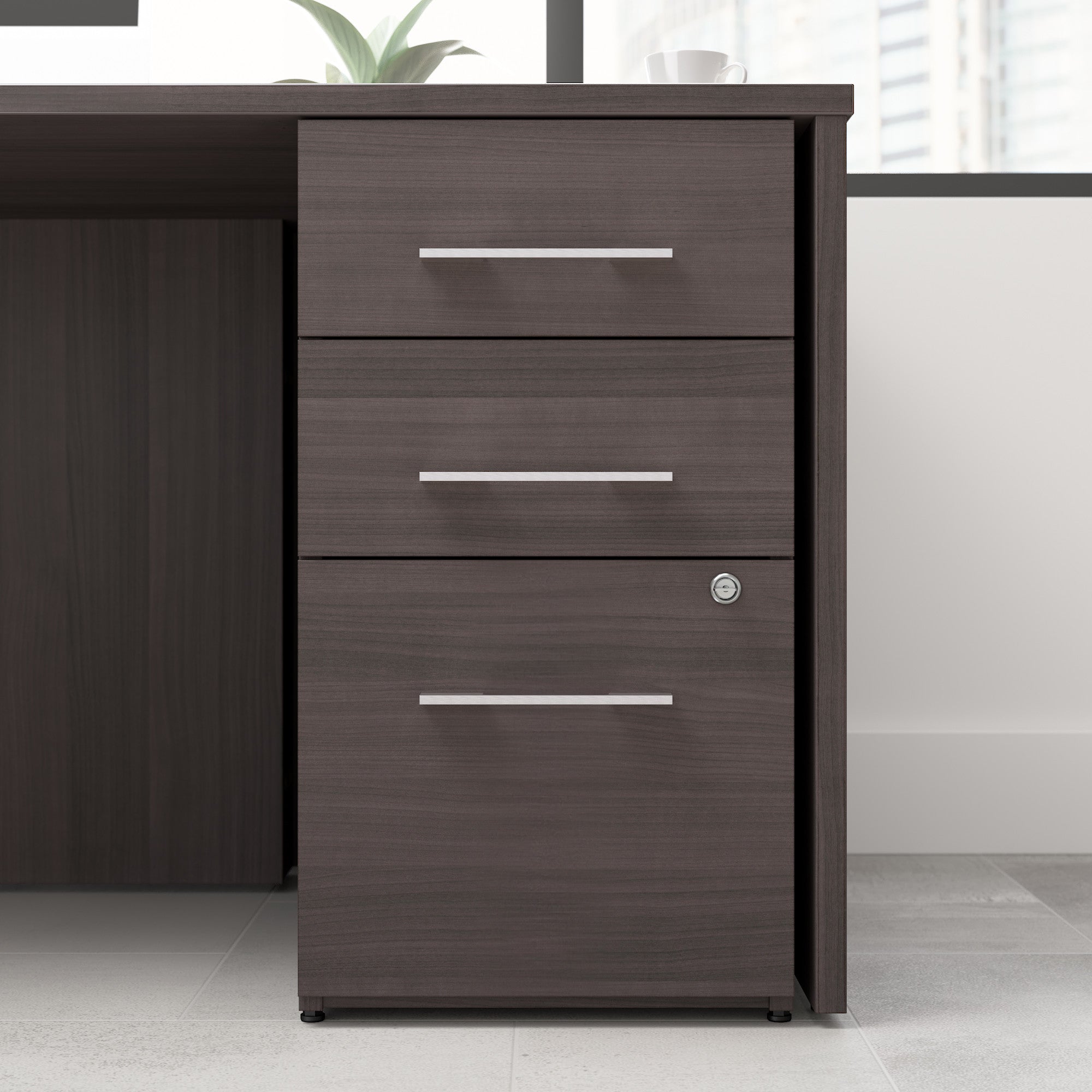 Bush Business Furniture Office 500 16W 3 Drawer File Cabinet in Storm Gray - Assembled - 15.75" Width x 20.35" Depth x 28.84" Height