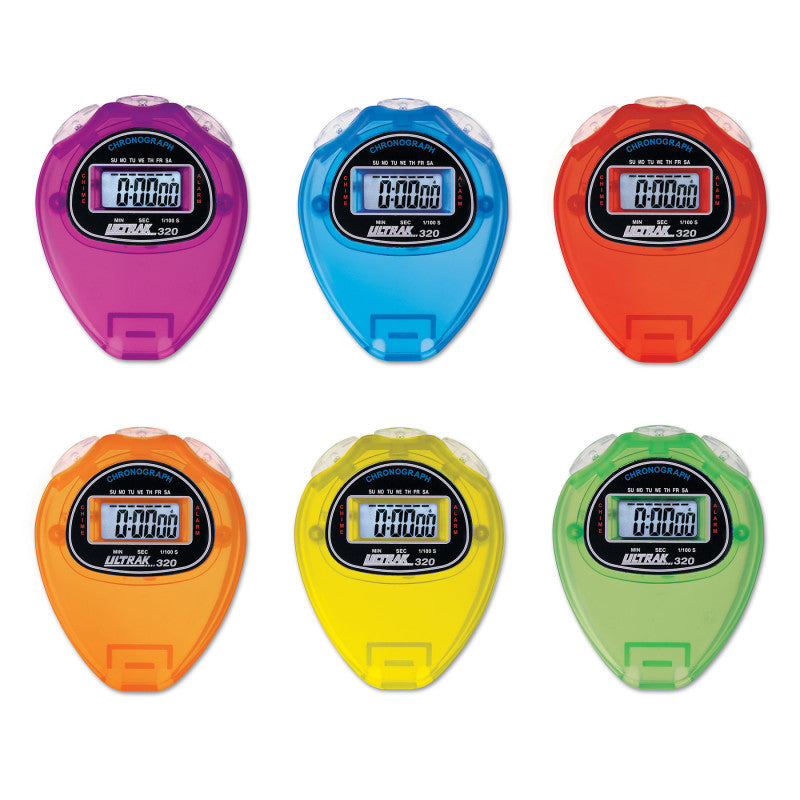 ULTRAK Economical Sports Stopwatch, in Rainbow Colors, Pack of 6