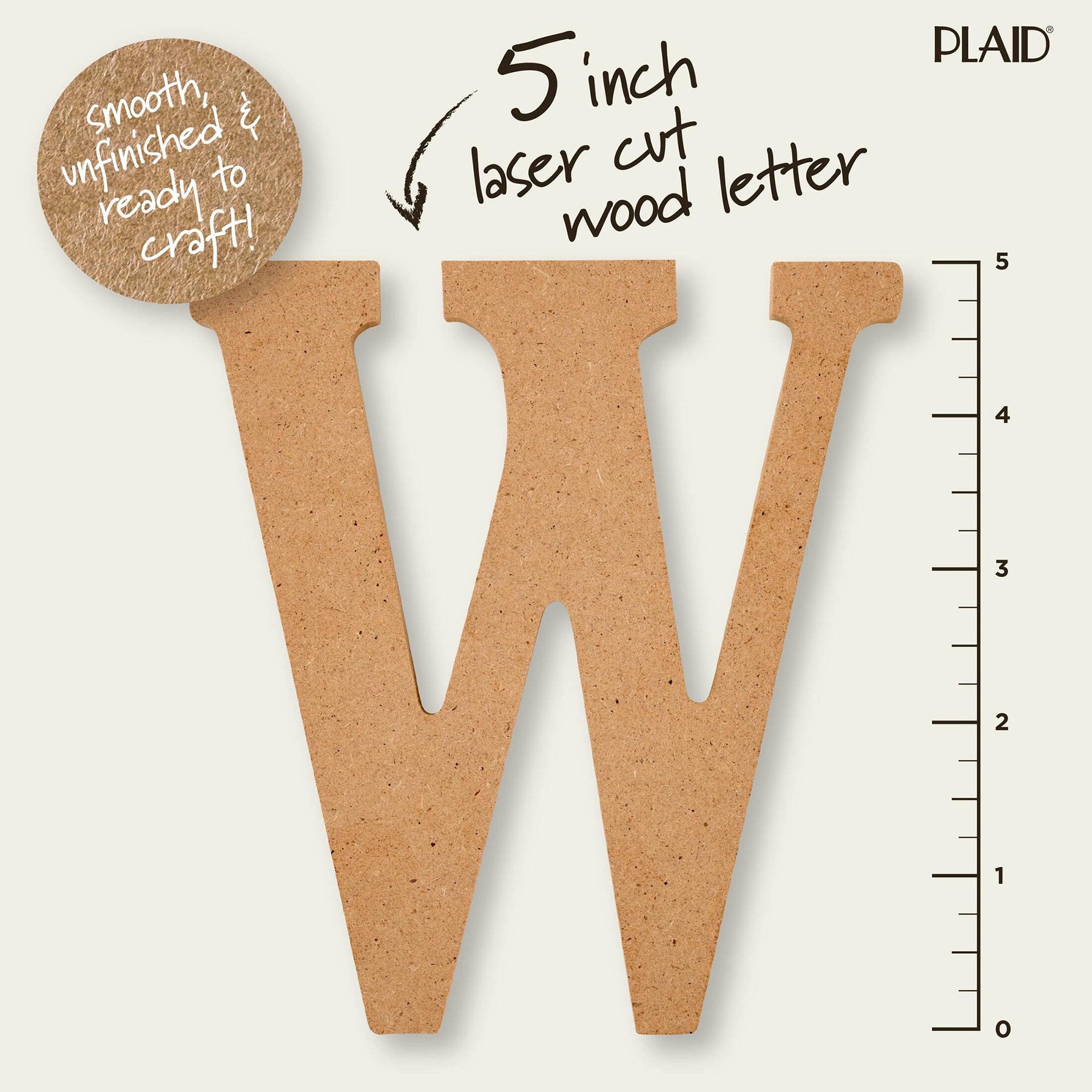 MDF Letter, W, 5 Inch