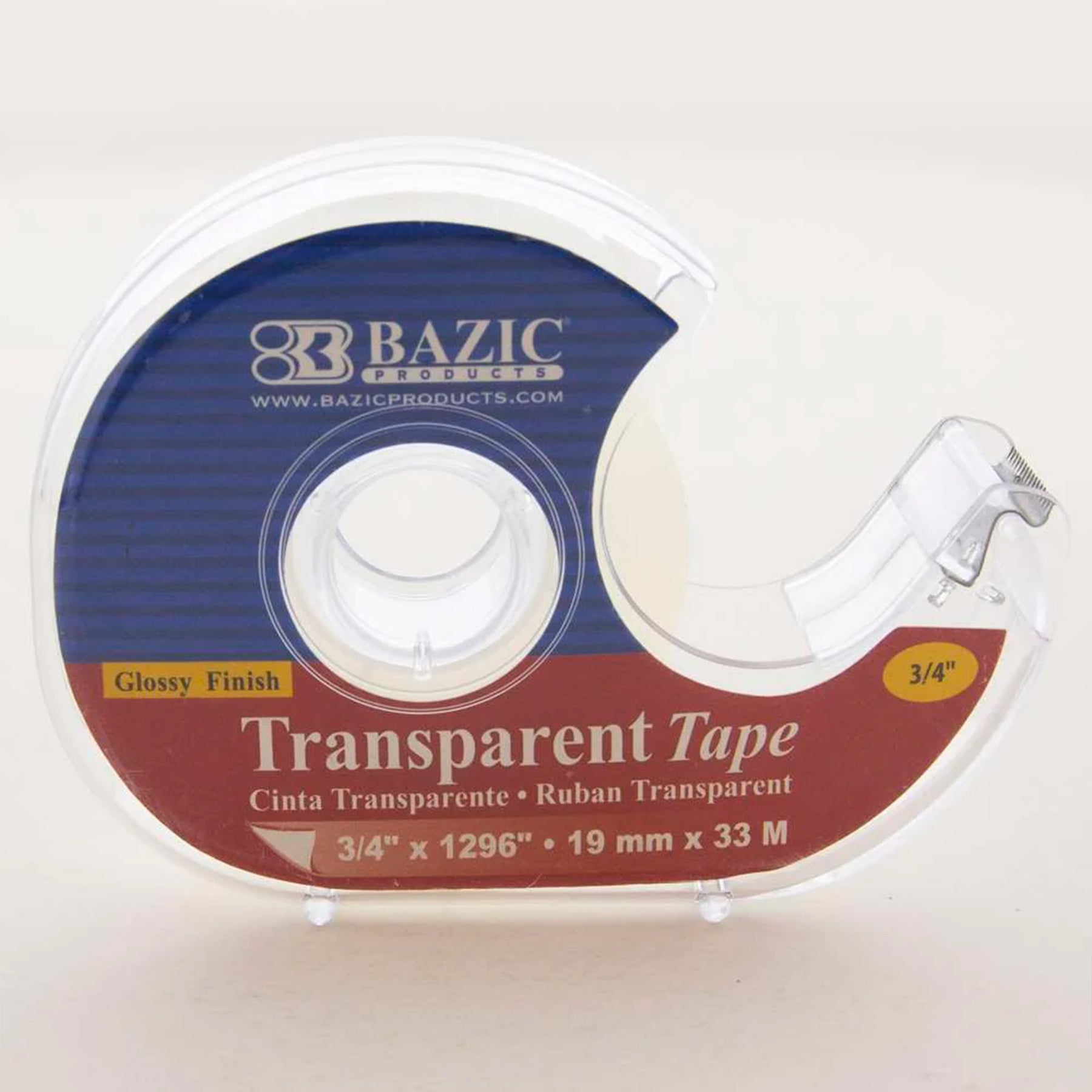 Transparent Tape with Dispenser, 3/4" x 1296"