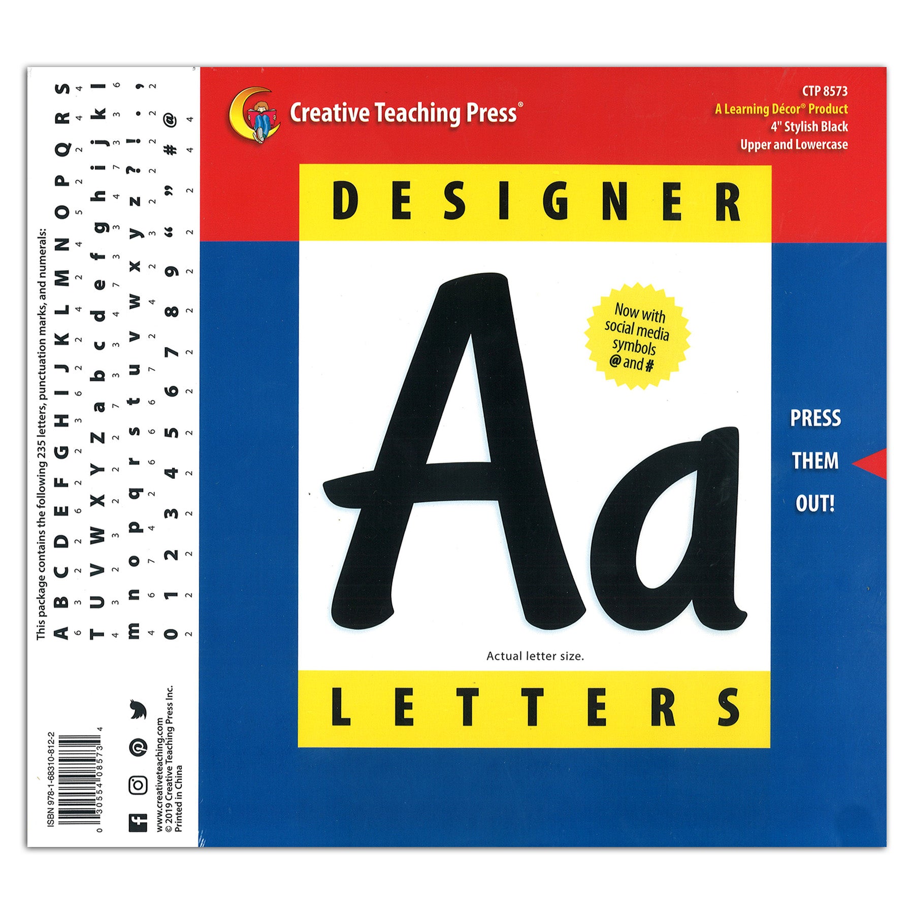 Stylish Black 4" Designer Letters, 235/Pack