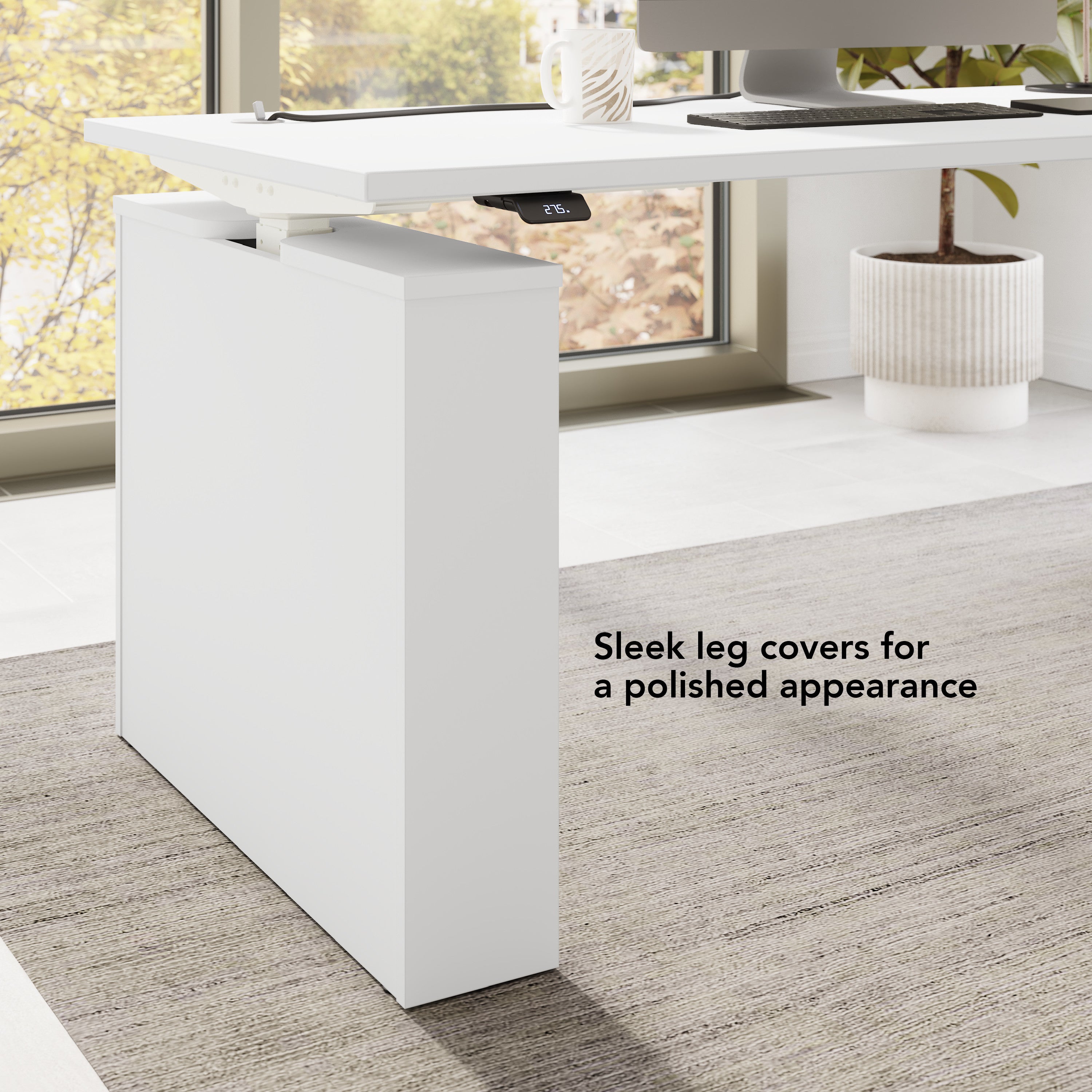 Bush Business Furniture Stratus&nbsp;72W x&nbsp;30D Electric Height Adjustable Standing Desk in White with White Base - 71.02" Width x 29.37" Depth x 27.44" Height