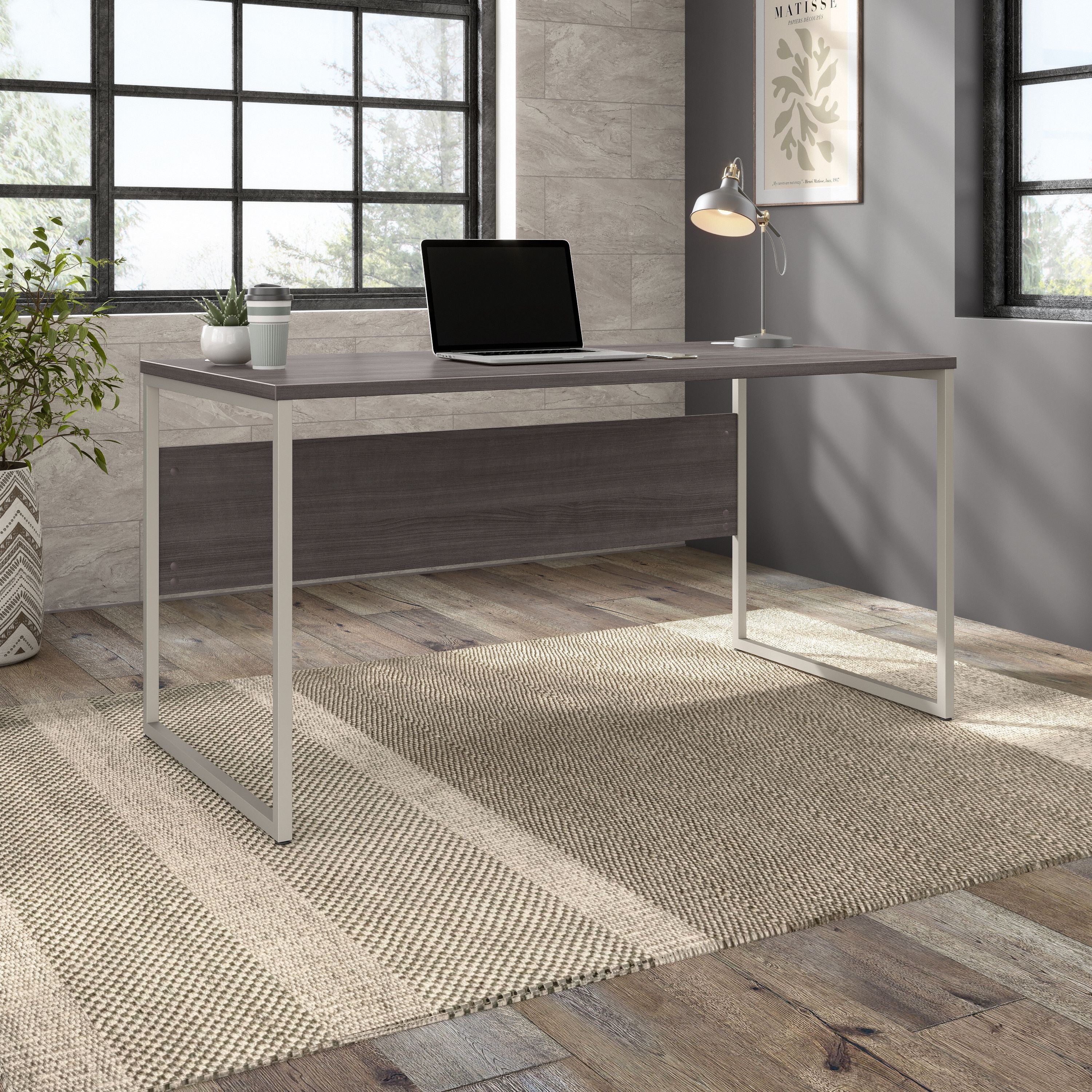 Bush Business Furniture Hybrid 60W x 30D Computer Table Desk with Metal Legs in Storm Gray - 59.45" Width x 29.37" Depth x 29.91" Height